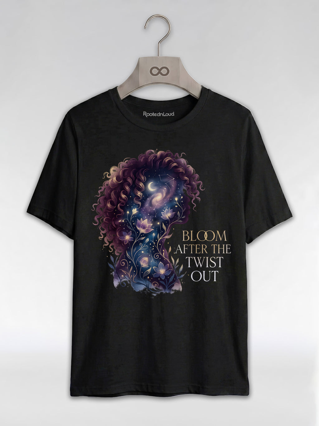 Bloom After The Twist Out: Natural Hair Galaxy Graphic T-Shirt - RootednLoud