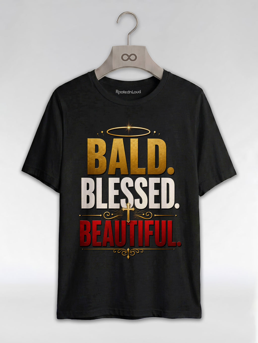 Bald Blessed Beautiful: Christian Faith Graphic T-Shirt - RootednLoud