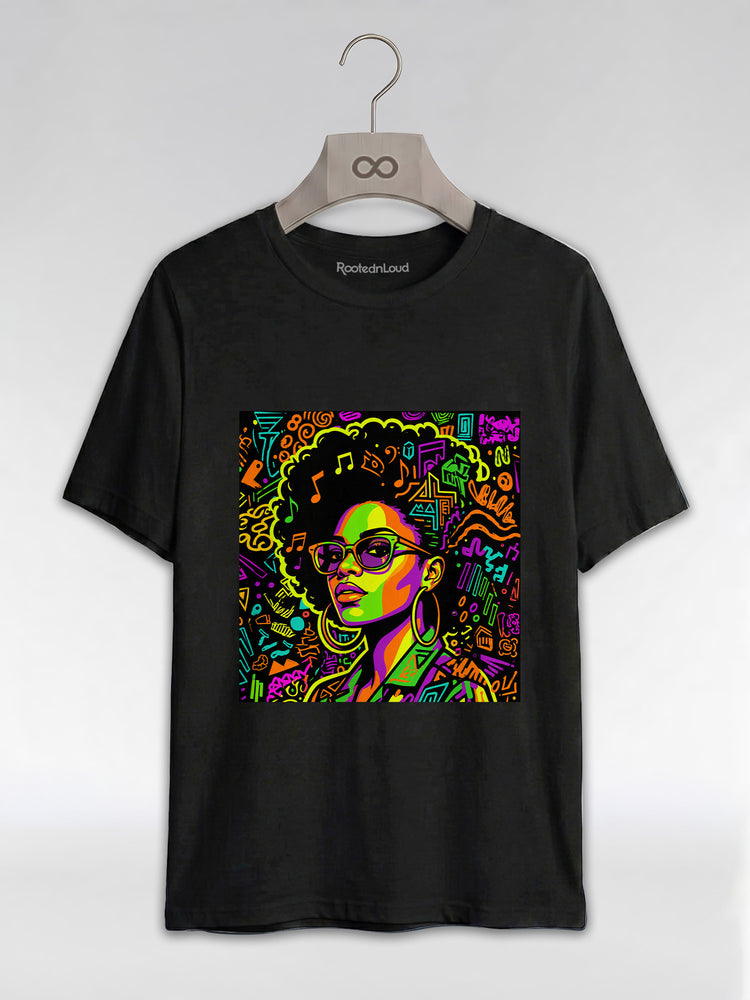 Black Girl Magic: Musical Neon Pop Art Graphic T-Shirt - RootednLoud