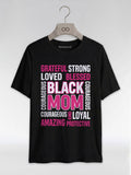 Strong & Blessed: Black Mom Affirmations Typography Graphic T-Shirt - RootednLoud