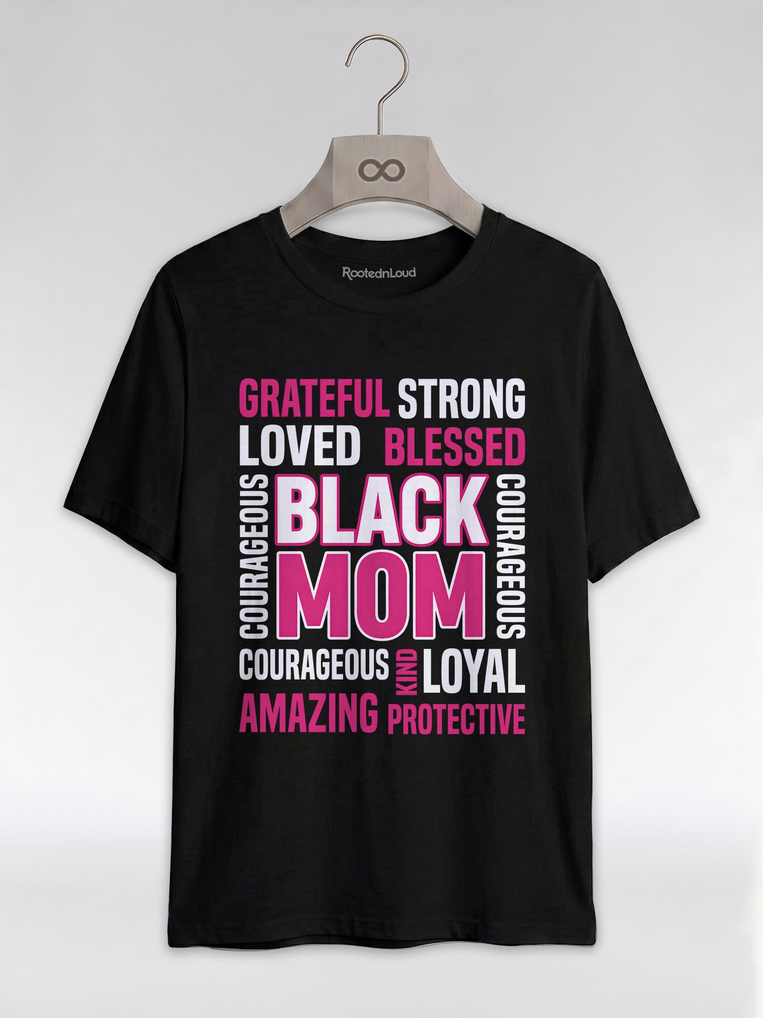 Strong & Blessed: Black Mom Affirmations Typography Graphic T-Shirt - RootednLoud