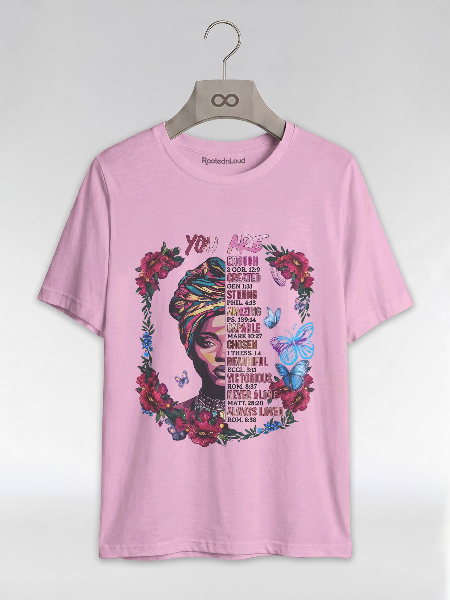 You Are Enough: Black Woman Christian Affirmations Graphic T-Shirt - RootednLoud