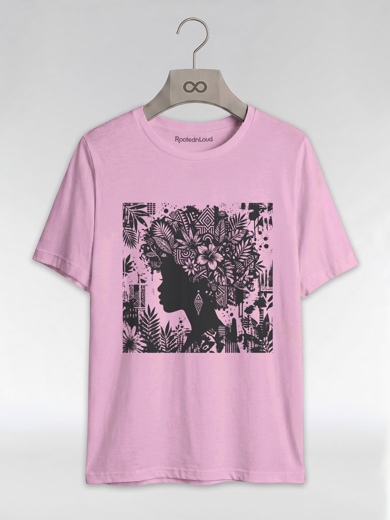 Black Queen: Artistic Silhouette Floral Graphic T-Shirt - RootednLoud