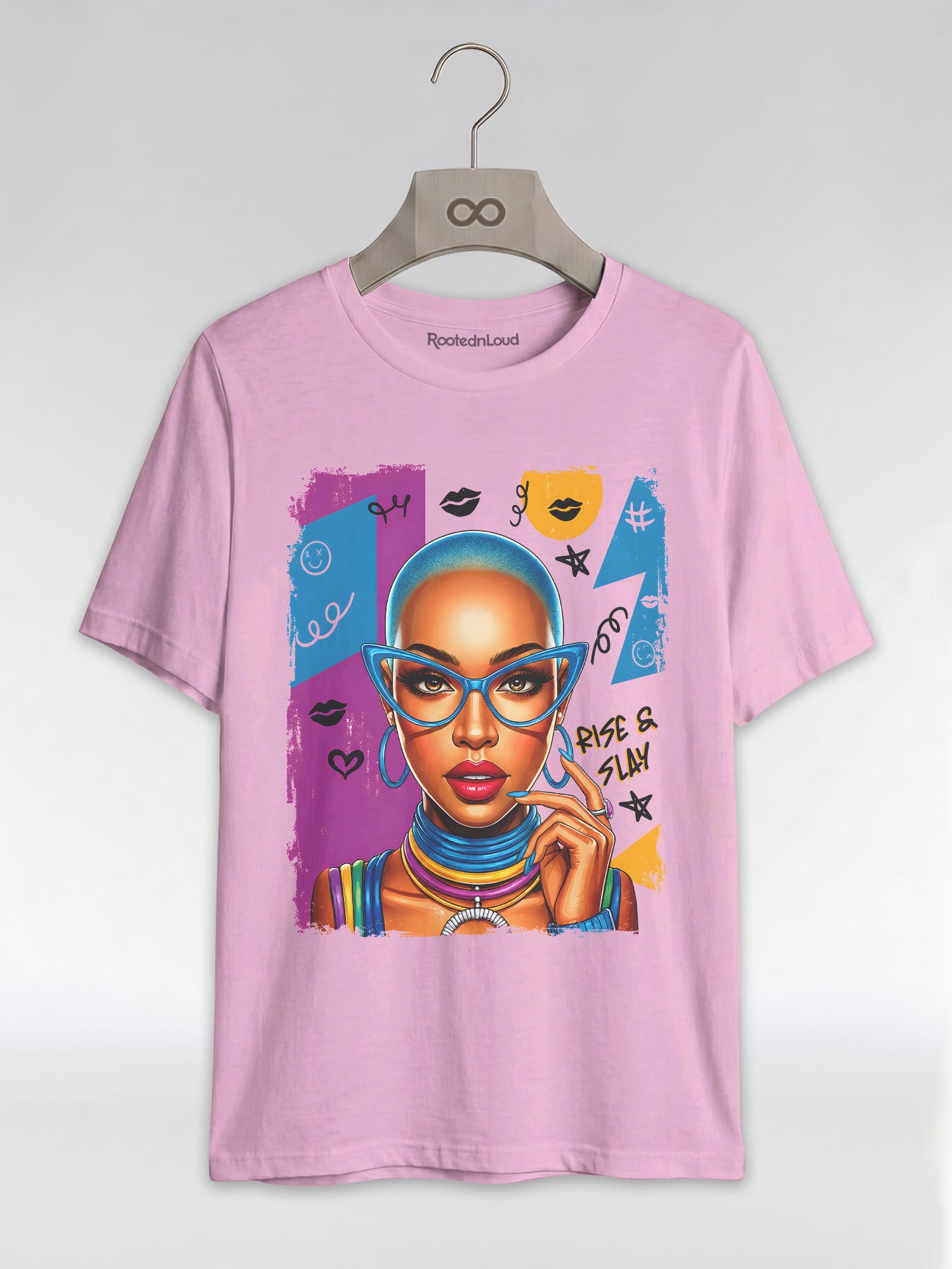 Rise & Slay: 90s Retro Pop Art Black Queen Graphic T-Shirt - RootednLoud