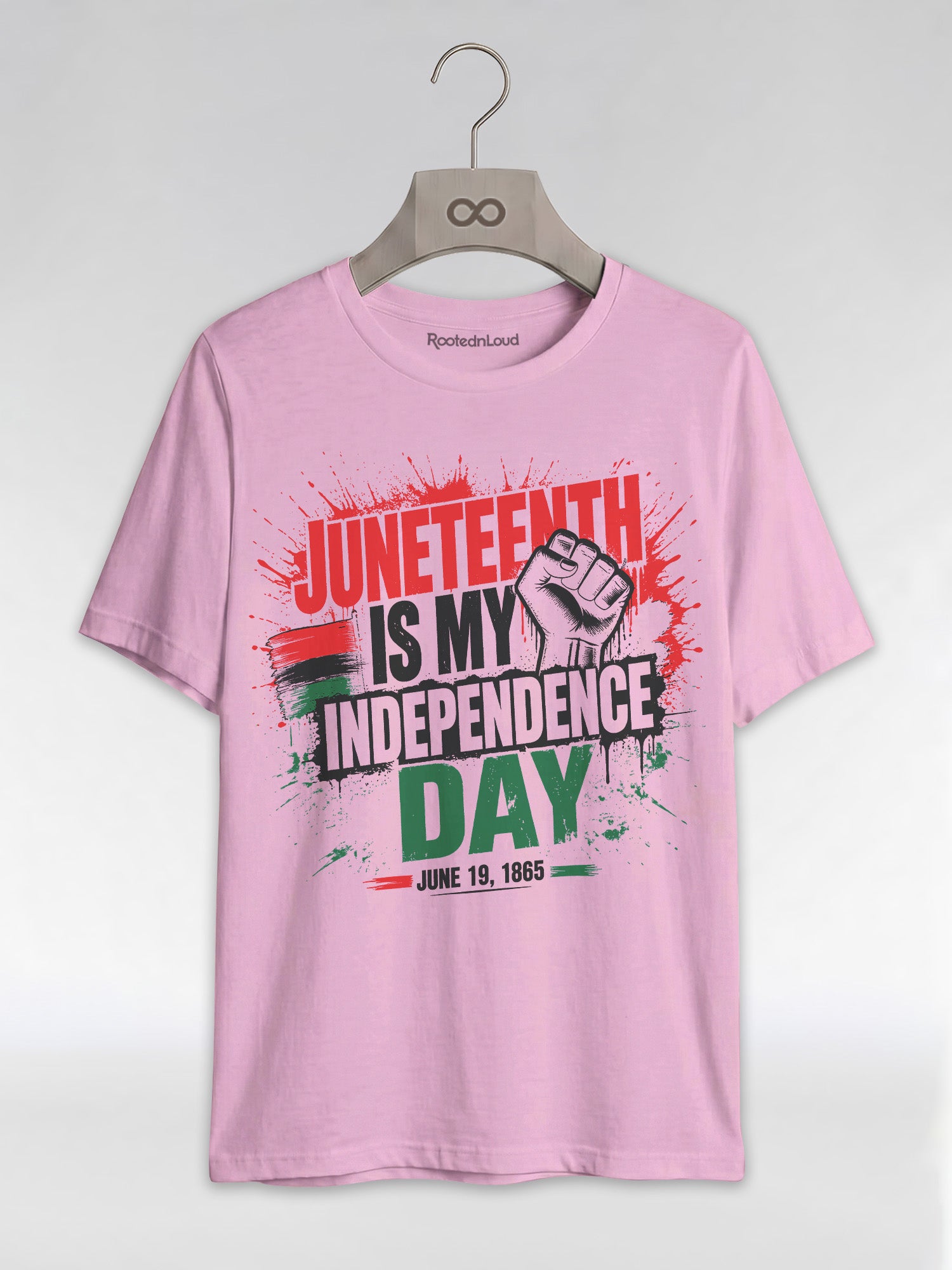 Juneteenth Is My Independence Day: Black History Raised Fist Graphic T-Shirt - RootednLoud