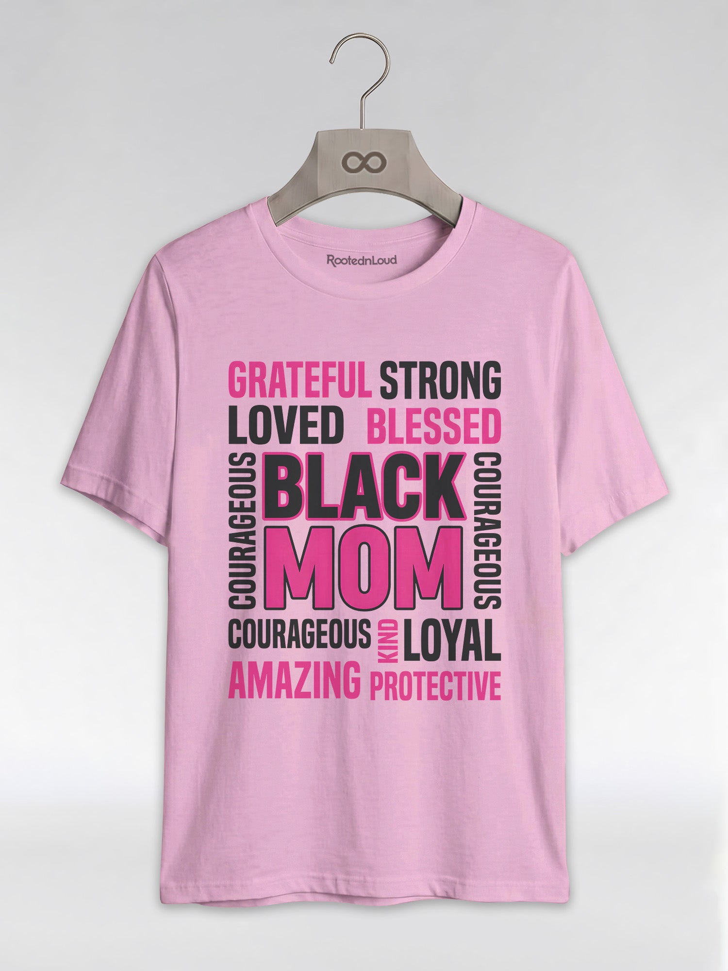 Strong & Blessed: Black Mom Affirmations Typography Graphic T-Shirt - RootednLoud