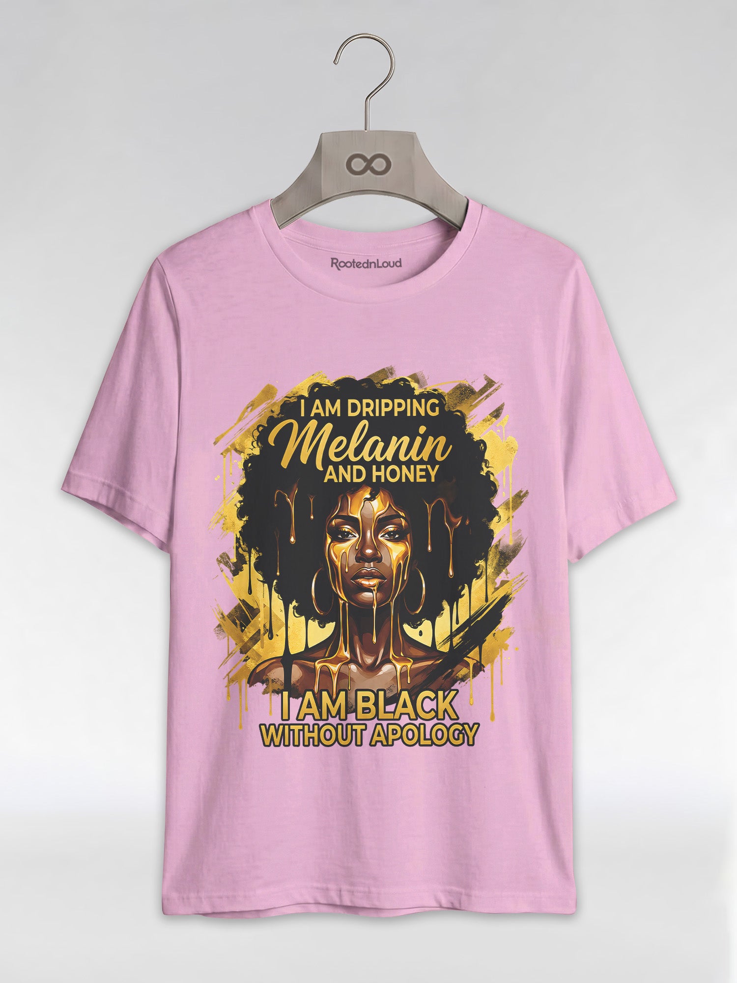 Dripping Melanin and Honey: Black Queen Gold Edition Graphic T-Shirt - RootednLoud