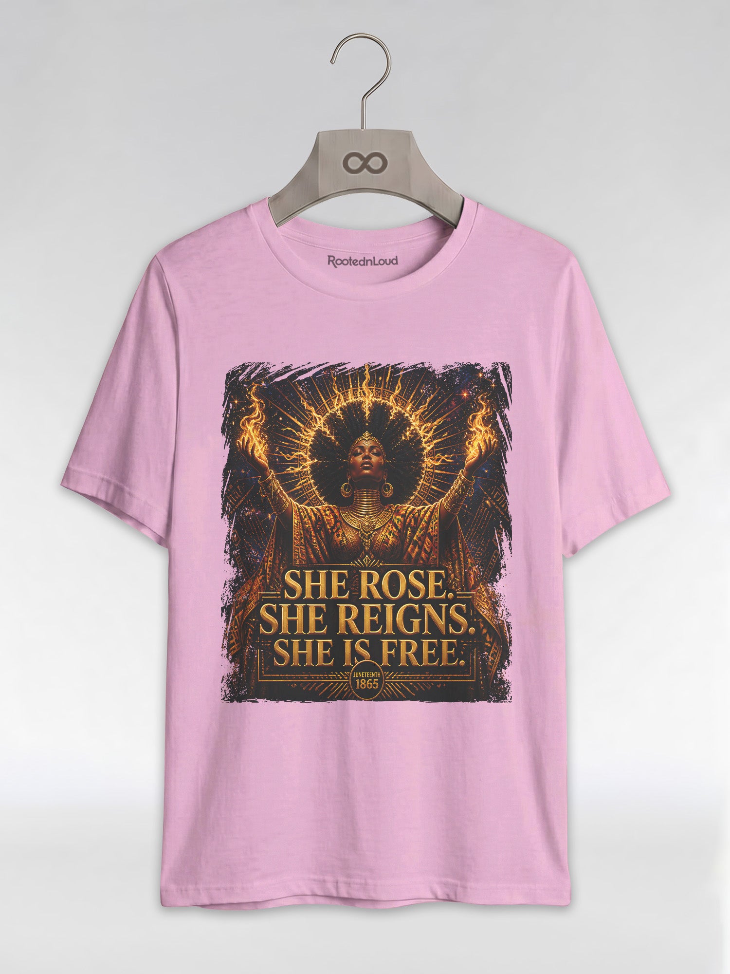 She Rose She Reigns She Is Free: Juneteenth Goddess Graphic T-Shirt - RootednLoud