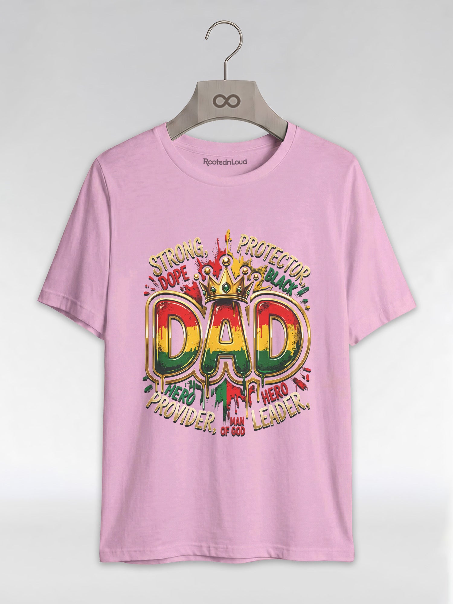Black Dad Strong Protector Leader Crown Graphic T-Shirt - RootednLoud