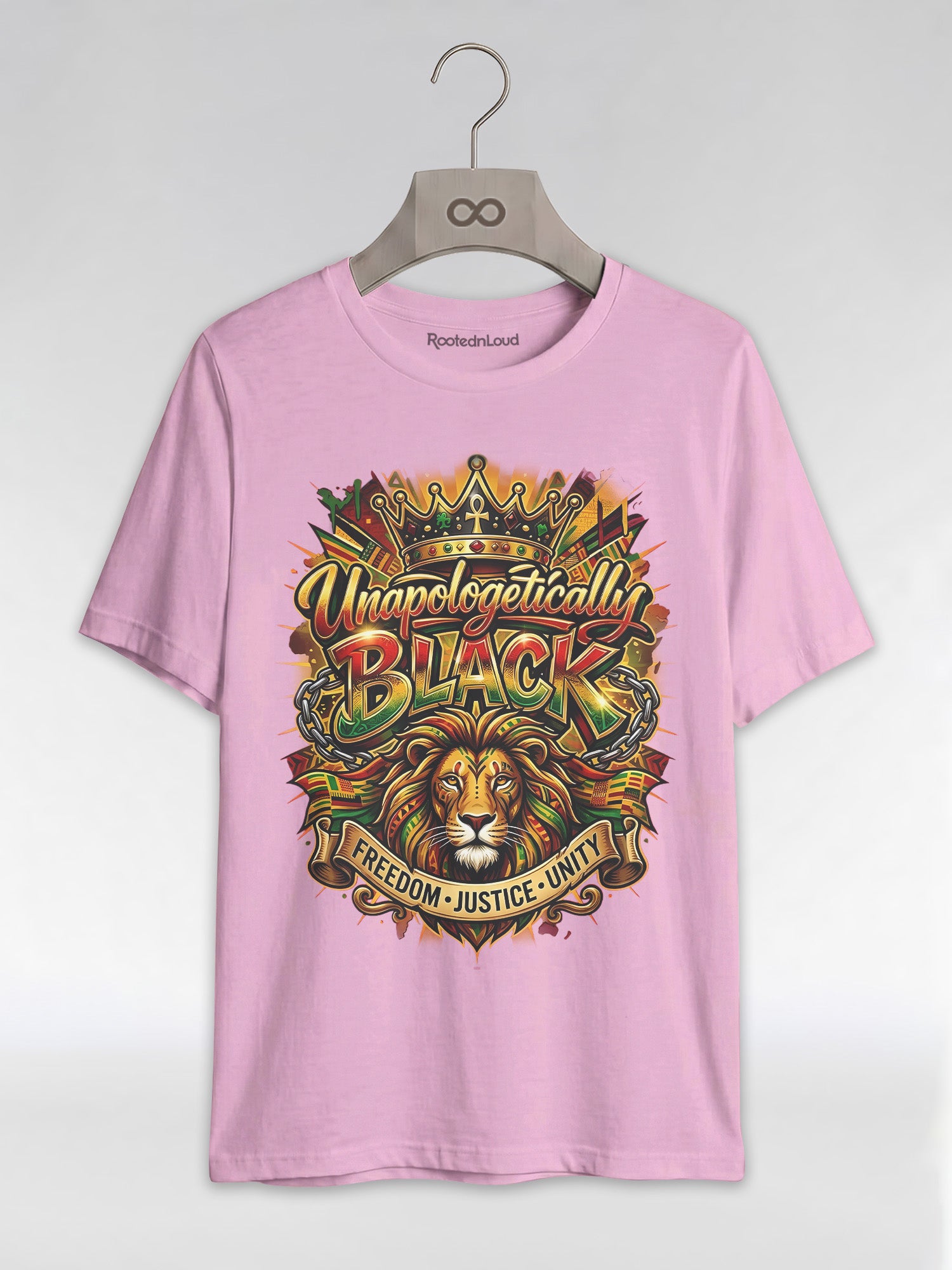 Unapologetically Black Lion Crown: Pan-African Pride Graphic T-Shirt - RootednLoud