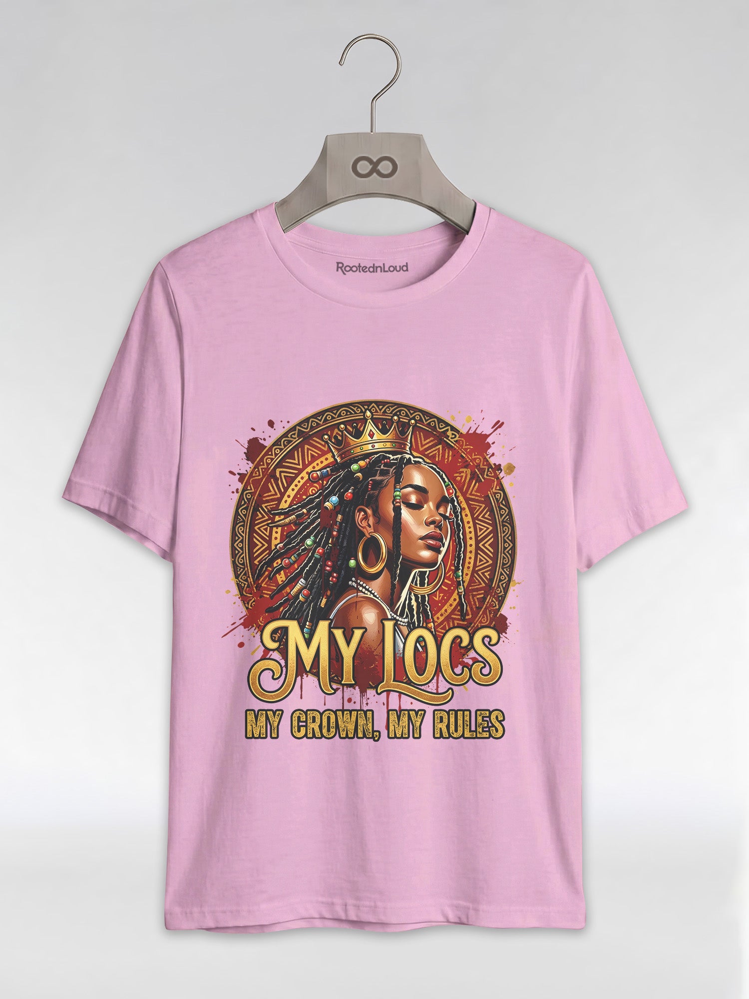 My Locs My Crown: Regal Black Queen Graphic T-Shirt - RootednLoud