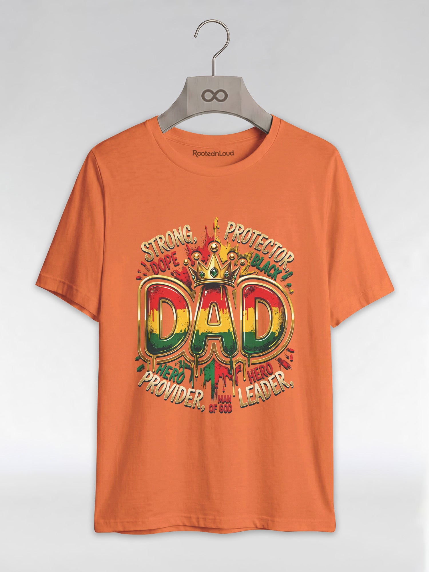 Black Dad Strong Protector Leader Crown Graphic T-Shirt - RootednLoud