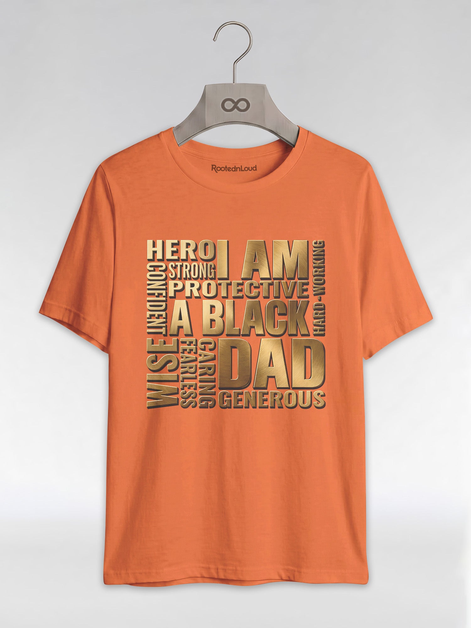 I Am A Black Dad: Golden Typography Empowerment Graphic T-Shirt - RootednLoud