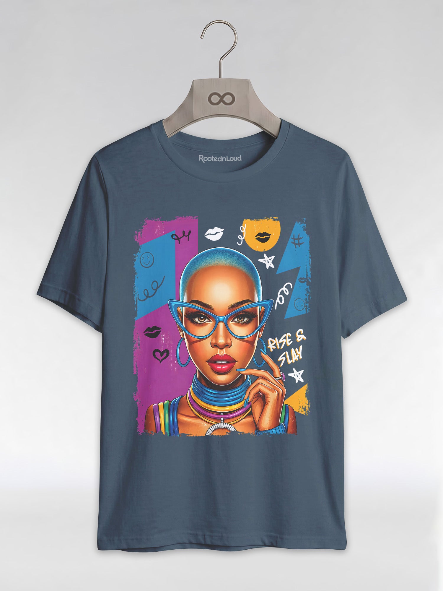 Rise & Slay: 90s Retro Pop Art Black Queen Graphic T-Shirt - RootednLoud