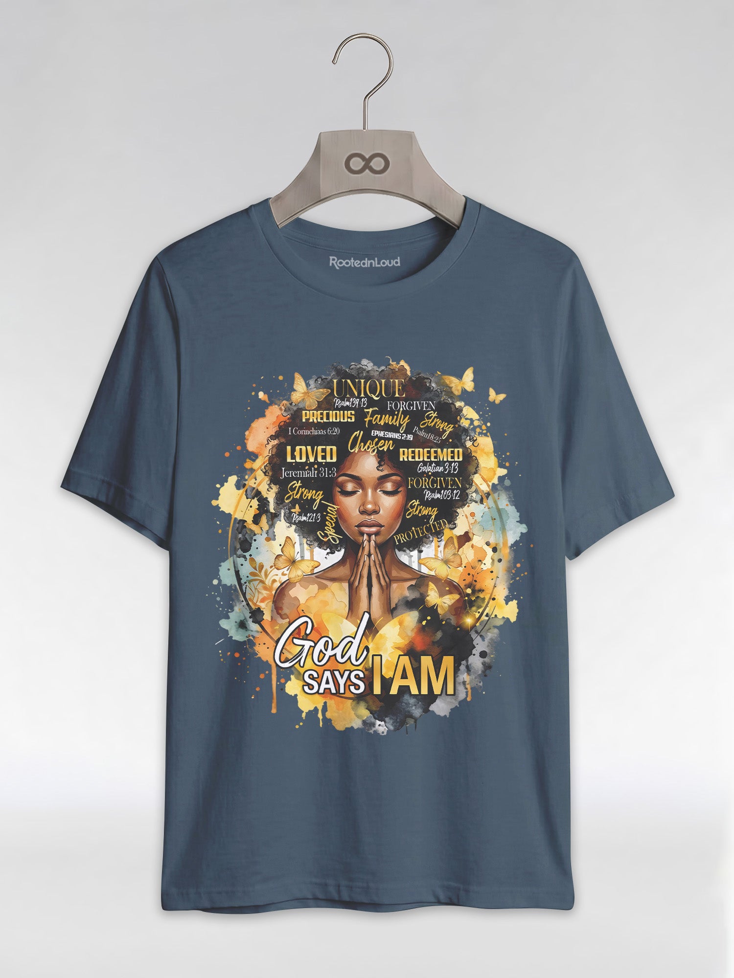 God Says I Am: Black Queen Christian Affirmations Graphic T-Shirt - RootednLoud