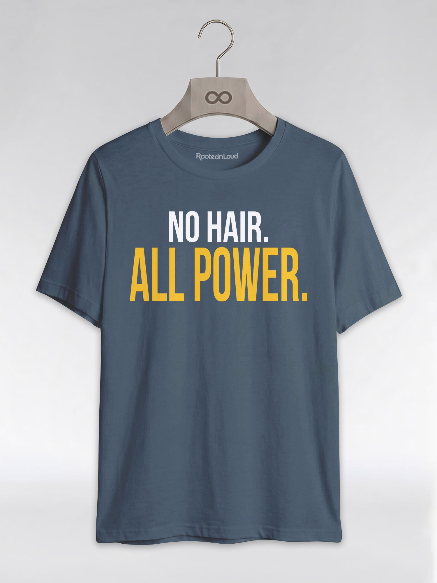 No Hair All Power T-Shirt: Bald Pride Empowerment Graphic T-Shirt - RootednLoud