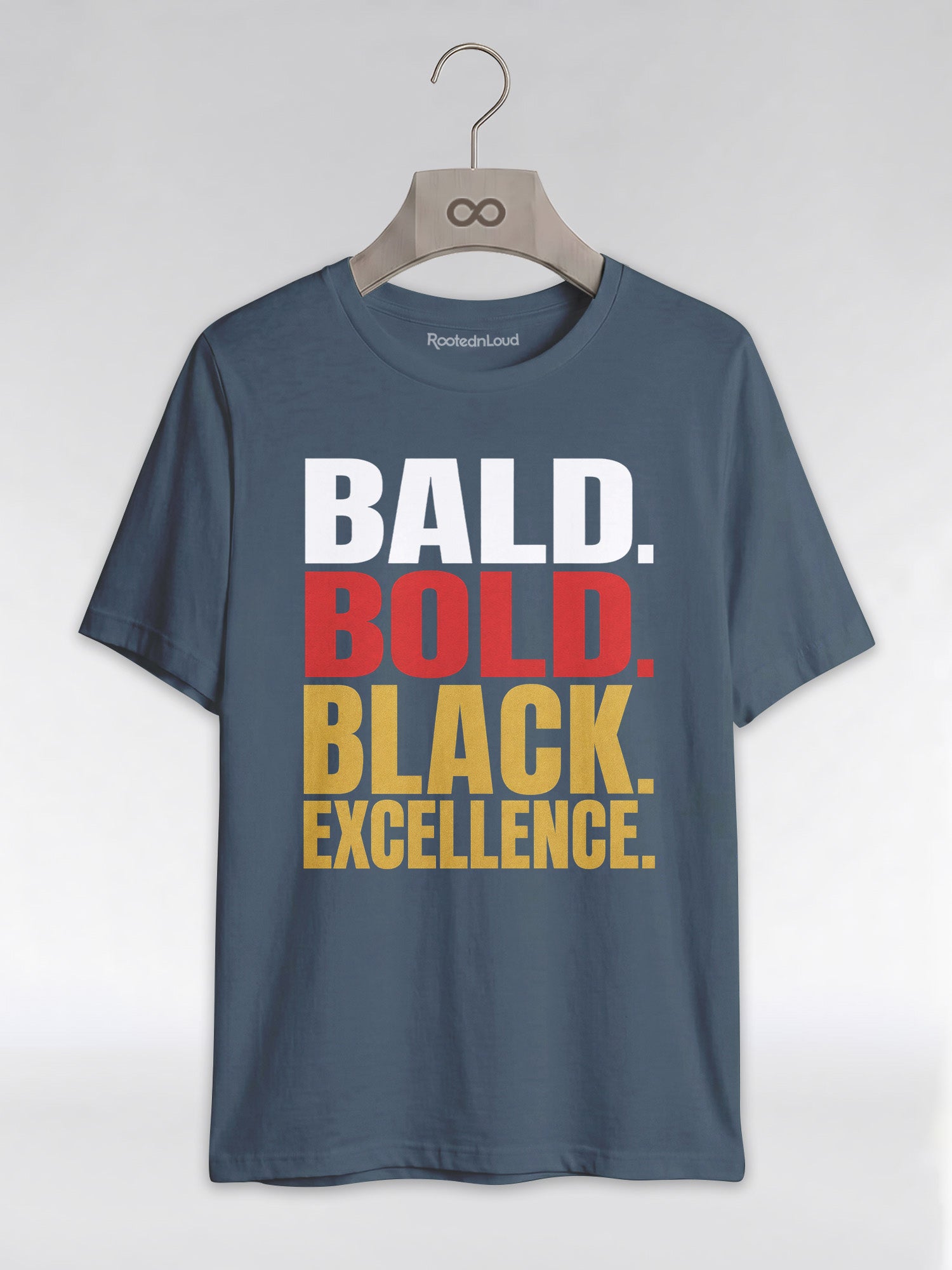 Bald & Bold: Black Excellence Typography Empowerment Graphic T-Shirt - RootednLoud