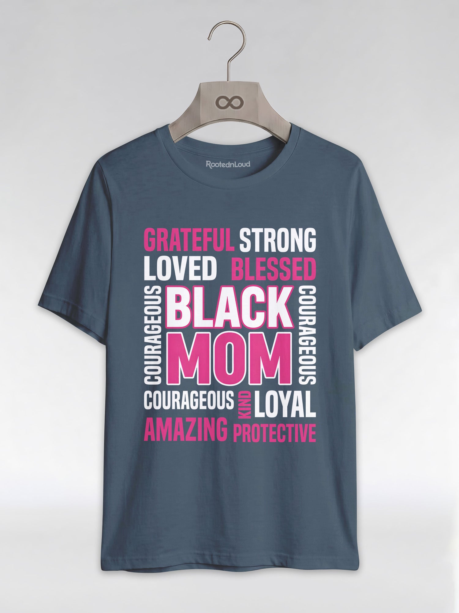 Strong & Blessed: Black Mom Affirmations Typography Graphic T-Shirt - RootednLoud