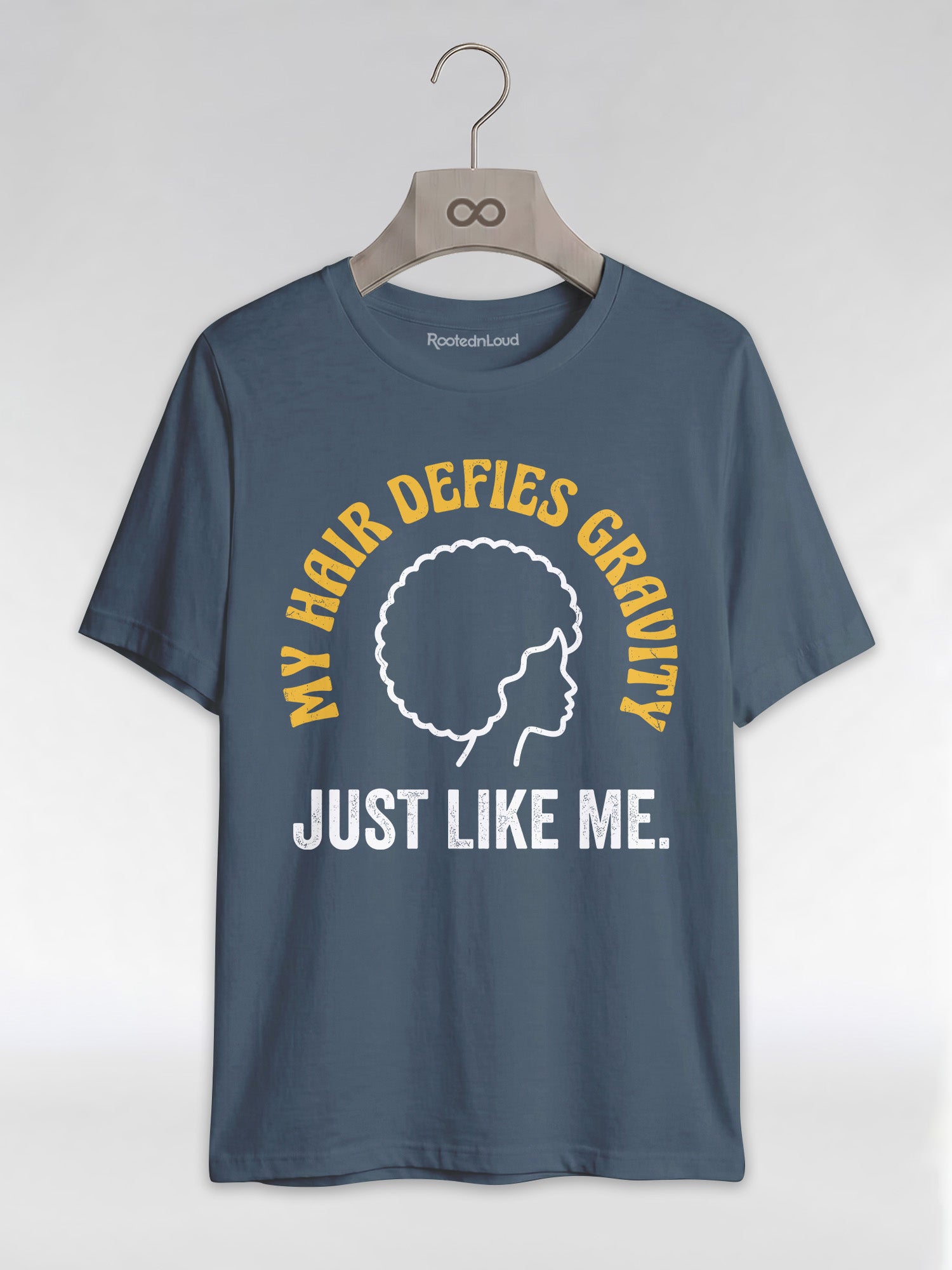 My Hair Defies Gravity Just Like Me: Black Girl Magic Afro Graphic T-Shirt - RootednLoud