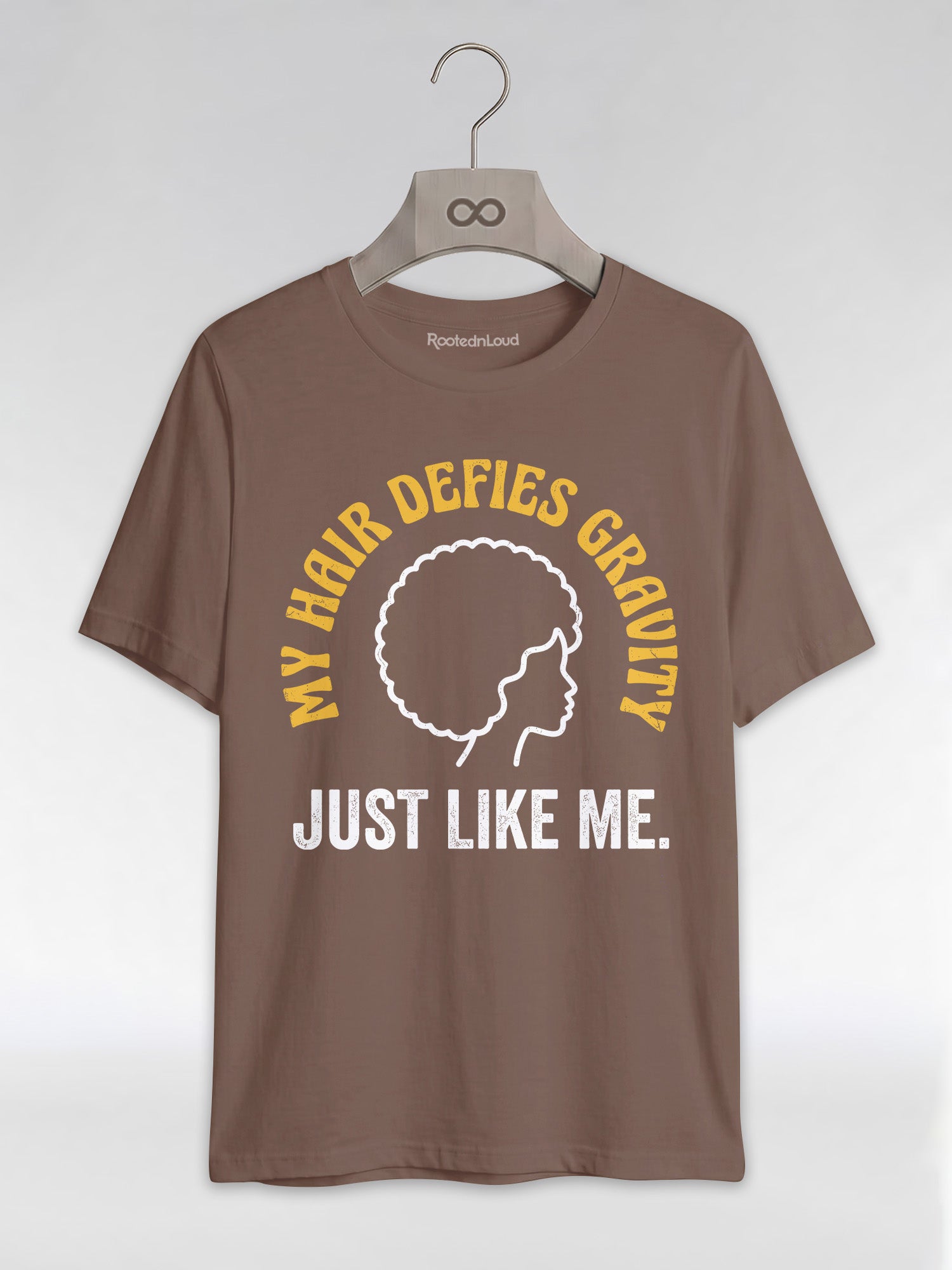 My Hair Defies Gravity Just Like Me: Black Girl Magic Afro Graphic T-Shirt - RootednLoud