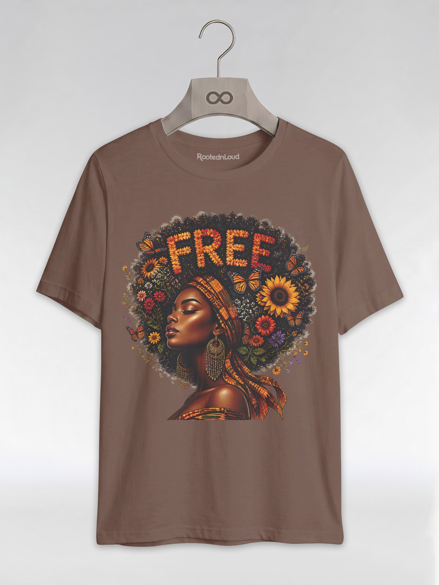 Free Floral Afro: Melanin Queen Empowerment Graphic T-Shirt - RootednLoud