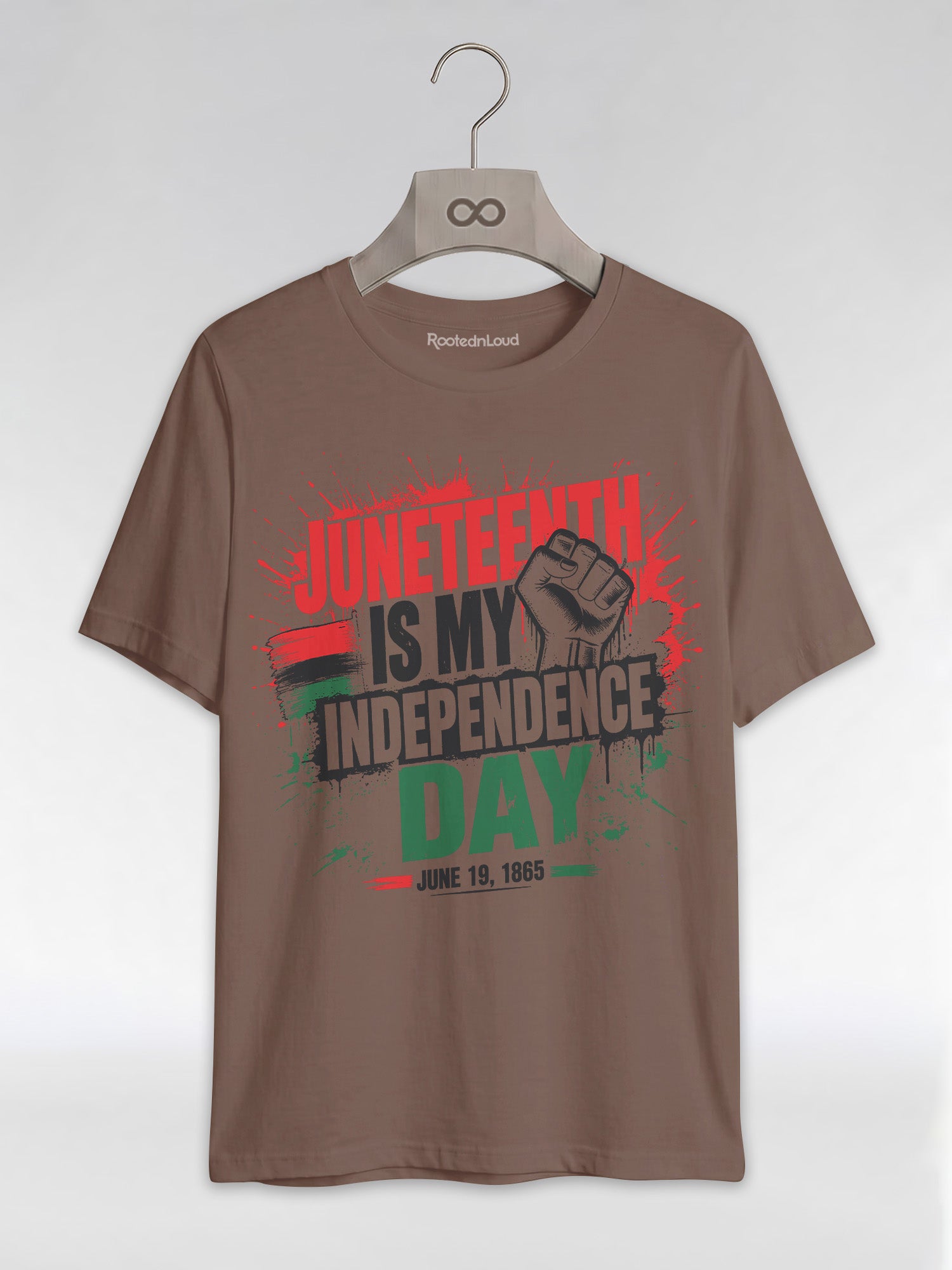 Juneteenth Is My Independence Day: Black History Raised Fist Graphic T-Shirt - RootednLoud