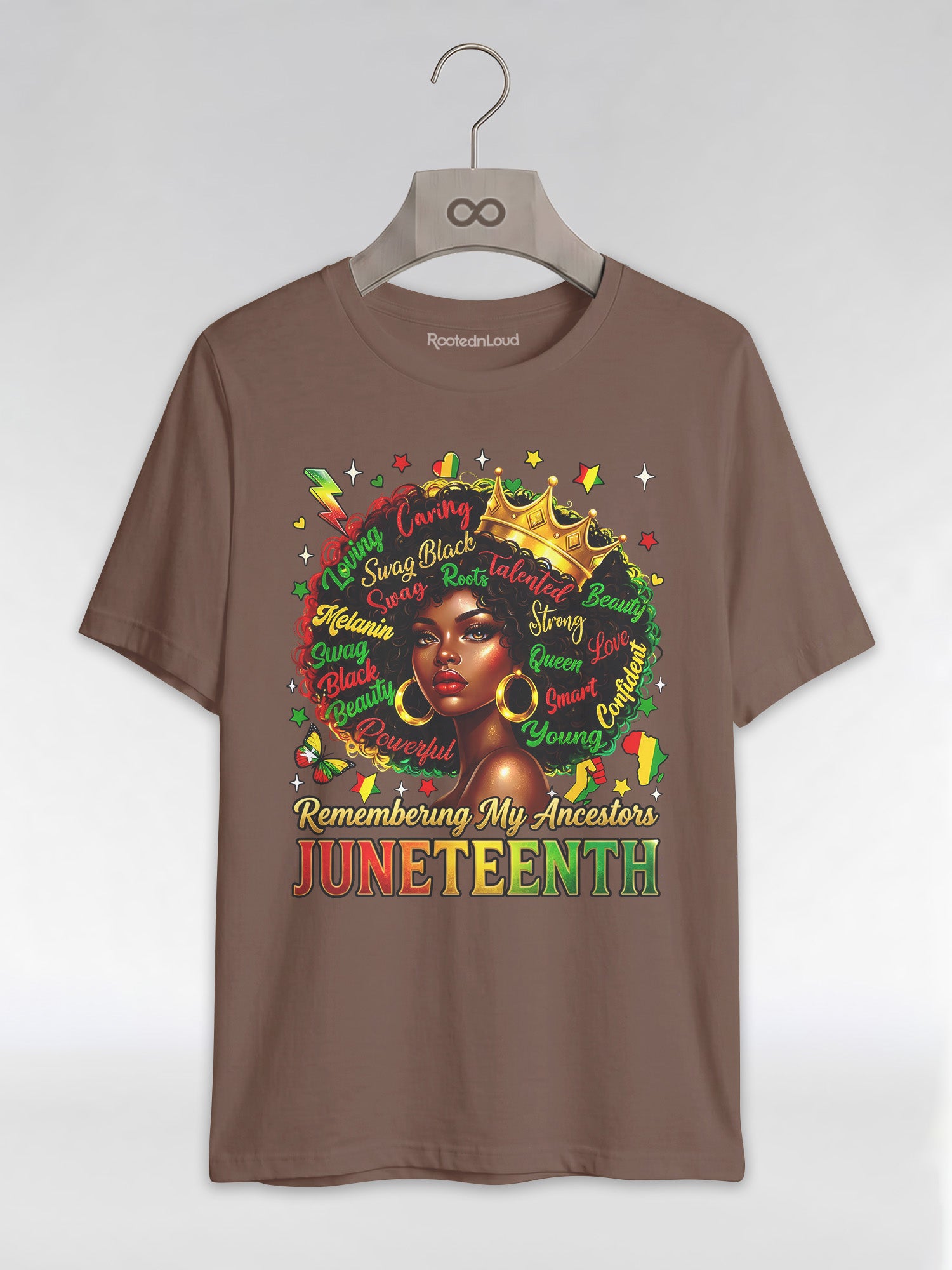 Remembering My Ancestors Juneteenth: Black Queen Graphic T-Shirt - RootednLoud