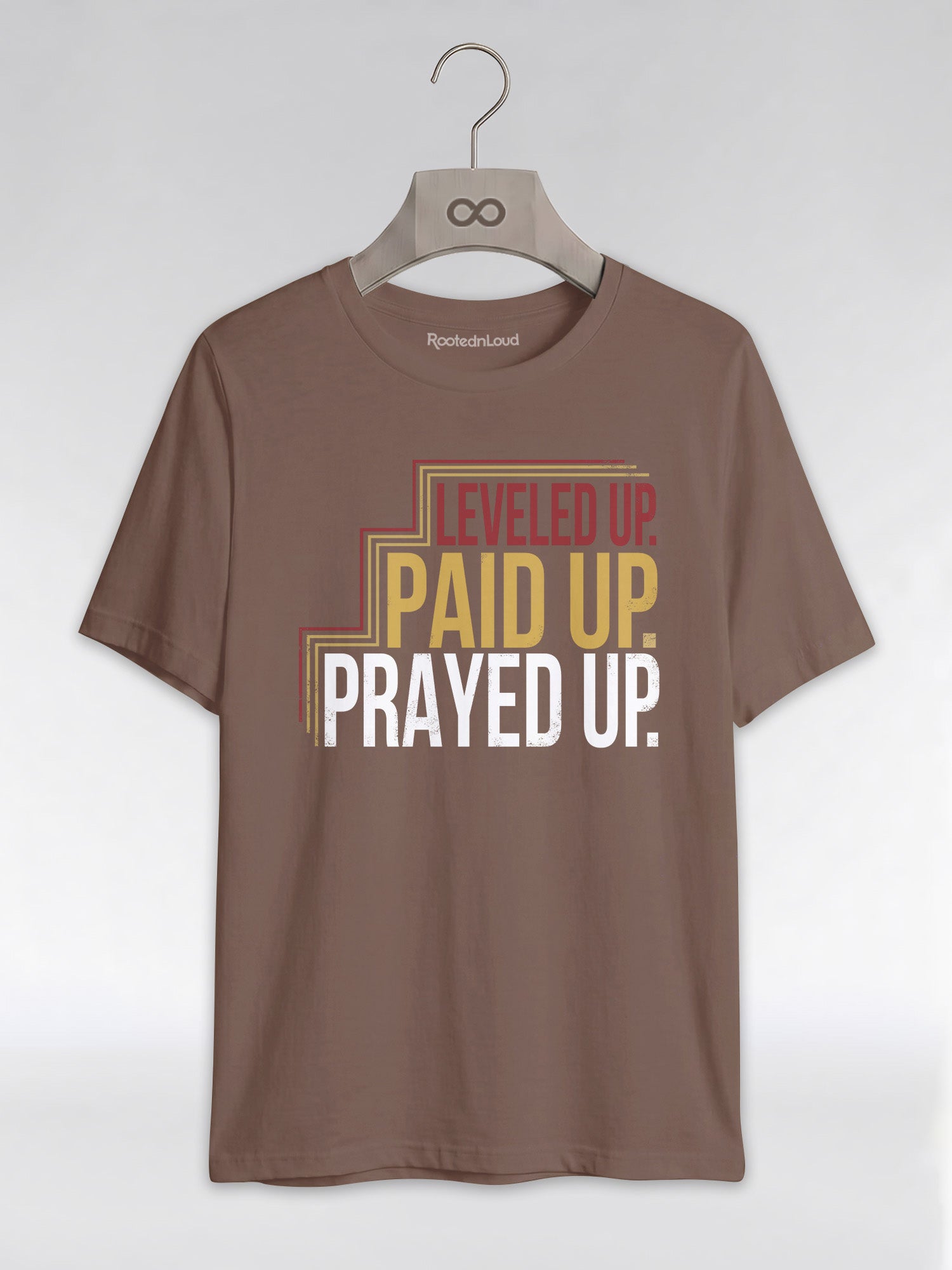 Leveled Up Paid Up Prayed Up: Faith and Hustle Empowerment Graphic T-Shirt - RootednLoud