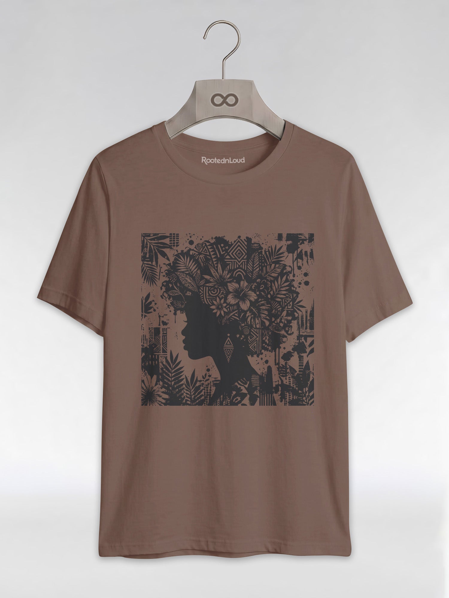 Black Queen: Artistic Silhouette Floral Graphic T-Shirt - RootednLoud