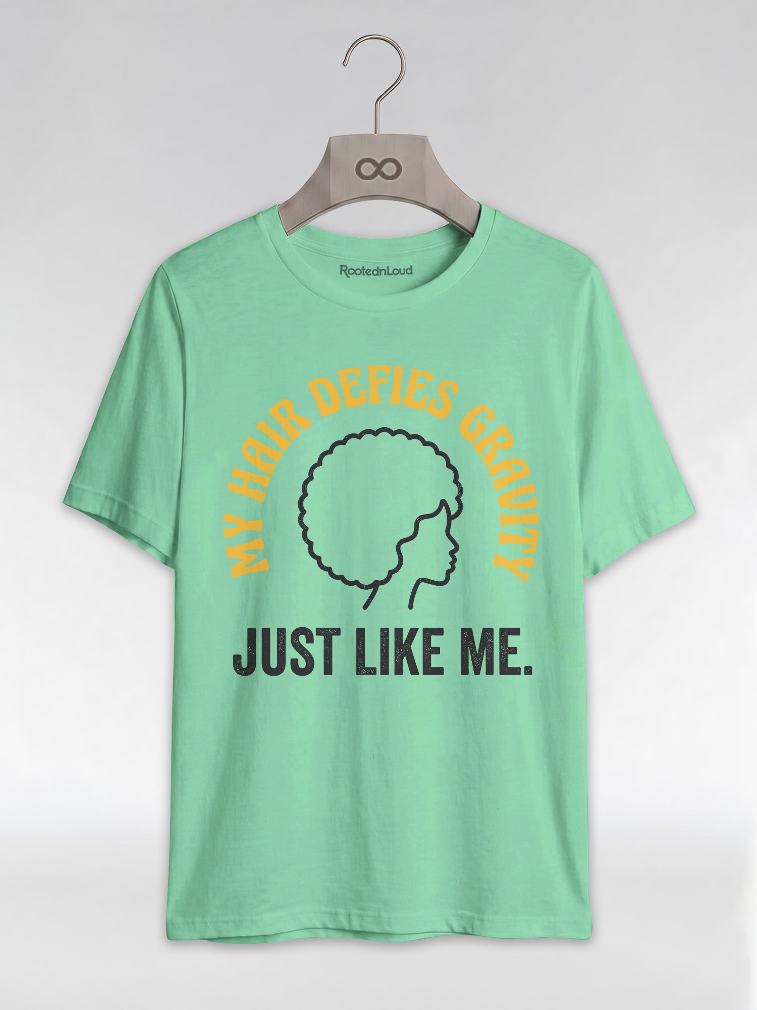 My Hair Defies Gravity Just Like Me: Black Girl Magic Afro Graphic T-Shirt - RootednLoud