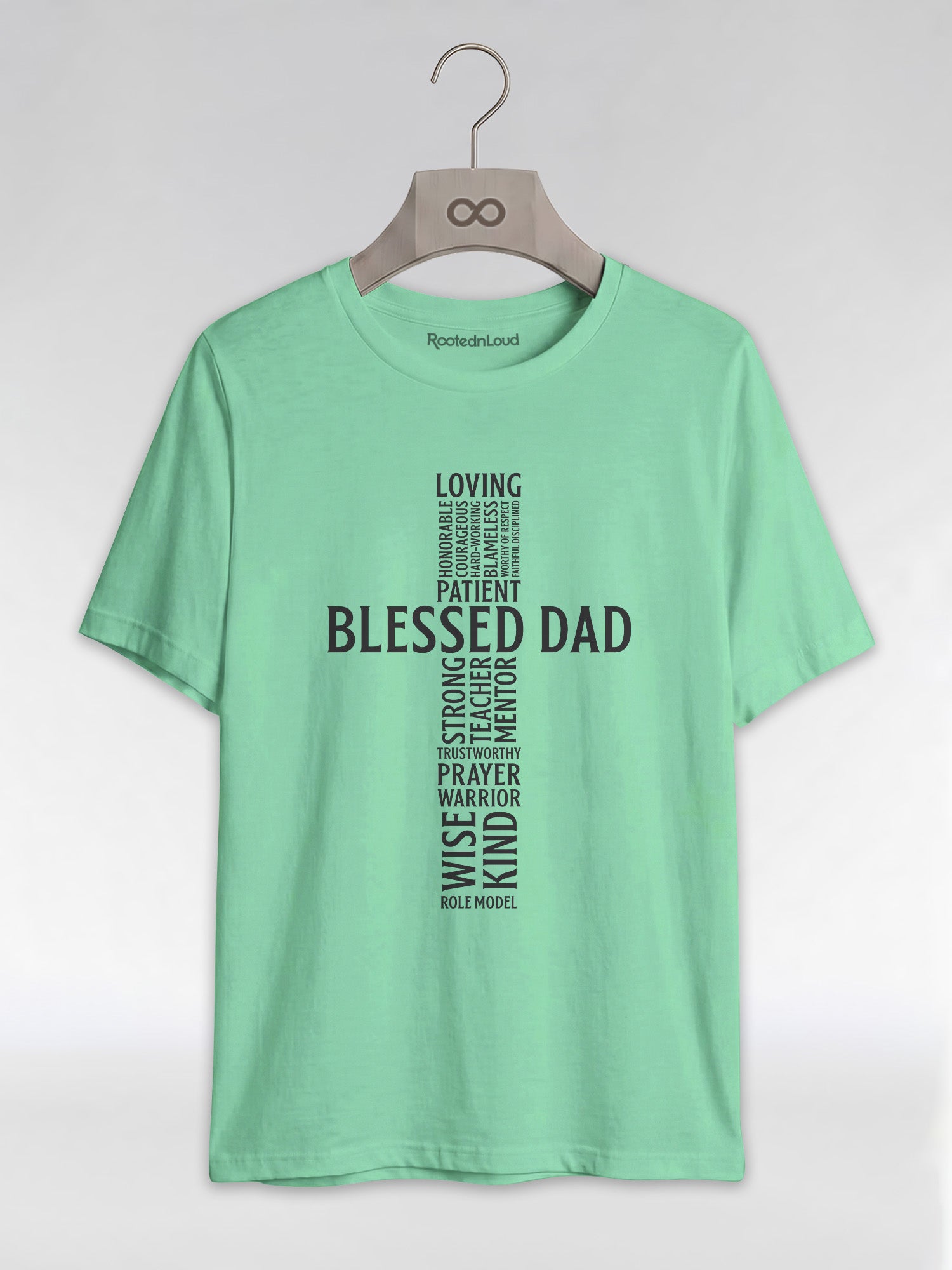 Blessed Black Dad: The Christian Cross Typography Graphic T-Shirt - RootednLoud