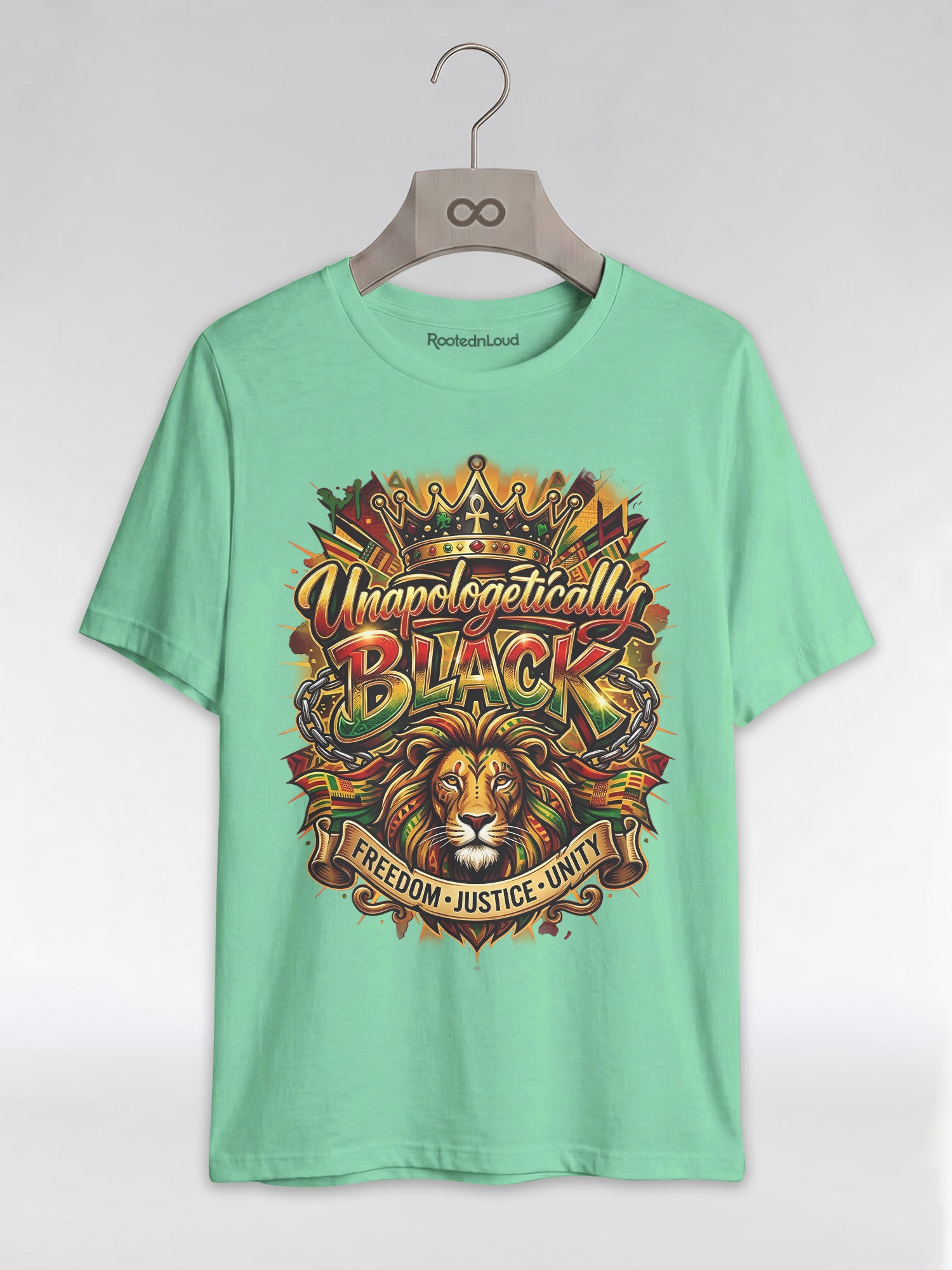 Unapologetically Black Lion Crown: Pan-African Pride Graphic T-Shirt - RootednLoud