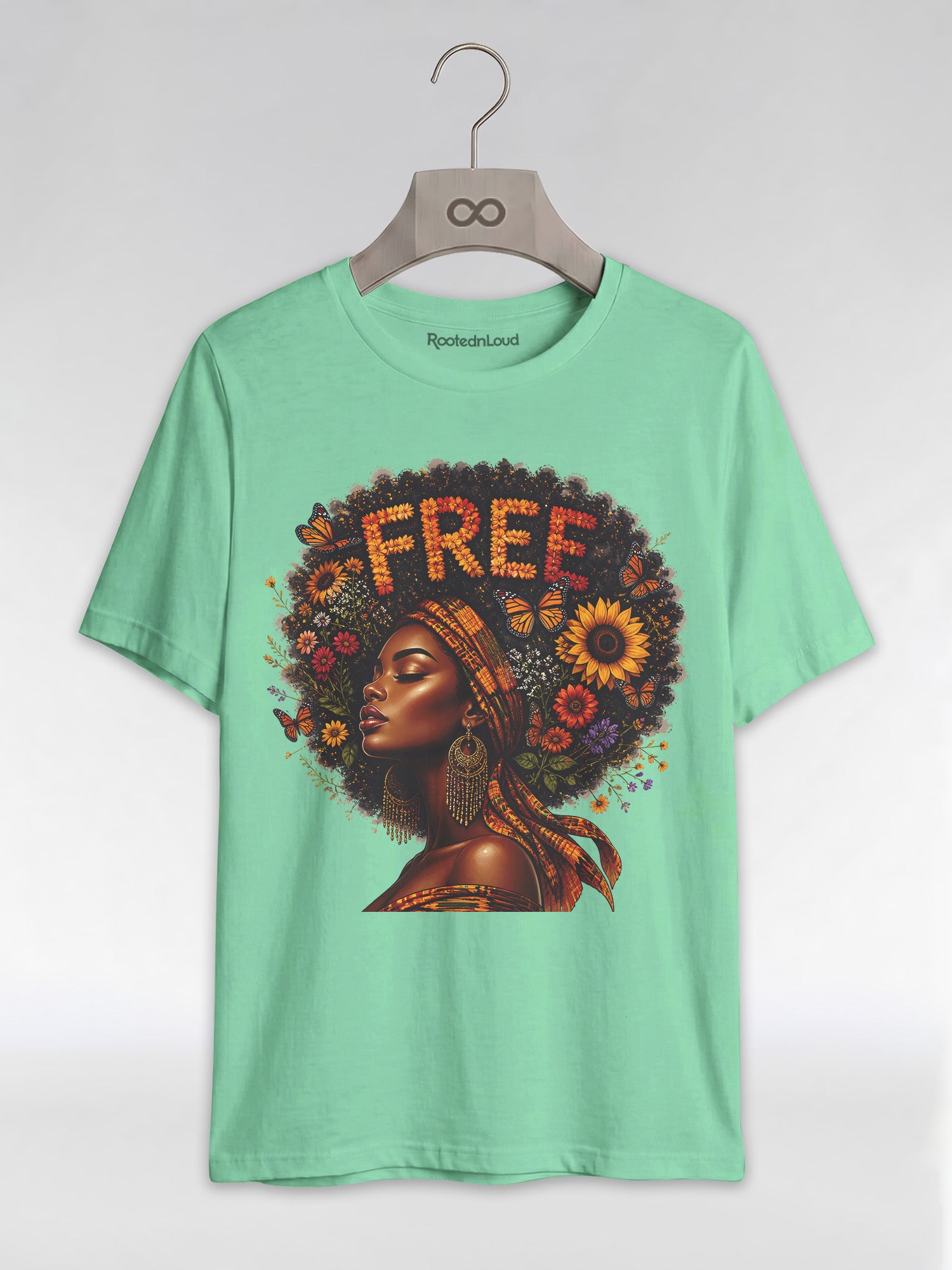 Free Floral Afro: Melanin Queen Empowerment Graphic T-Shirt - RootednLoud