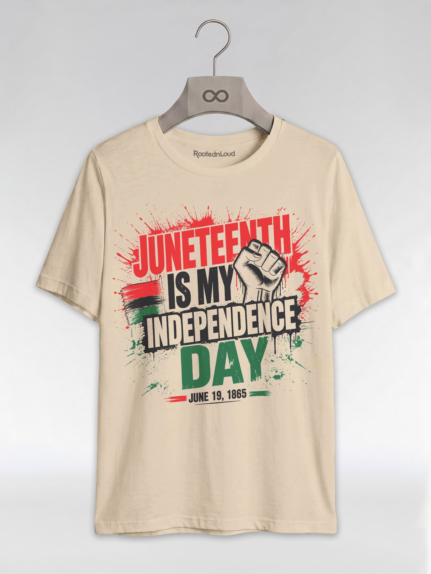 Juneteenth Is My Independence Day: Black History Raised Fist Graphic T-Shirt - RootednLoud