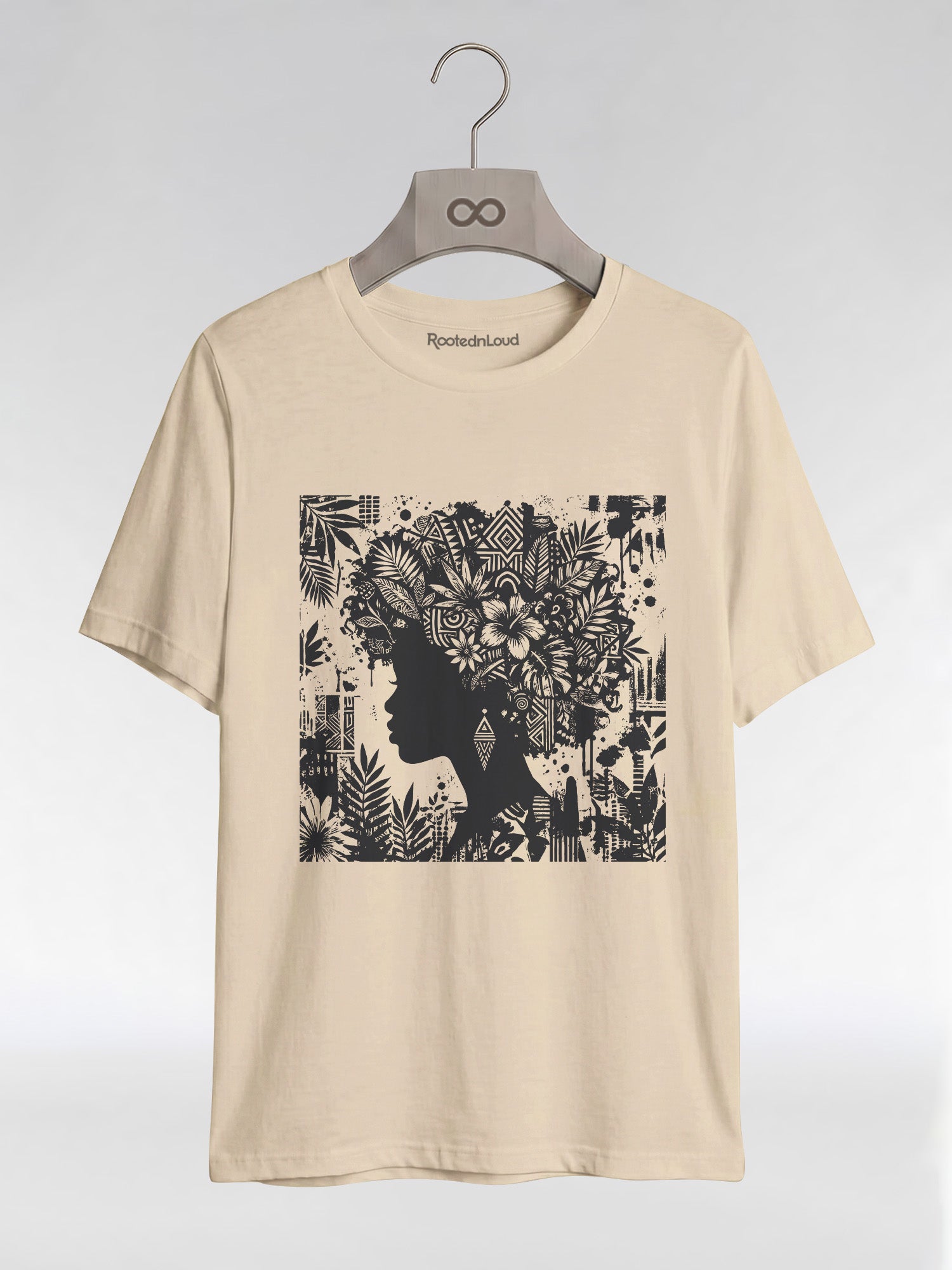 Black Queen: Artistic Silhouette Floral Graphic T-Shirt - RootednLoud