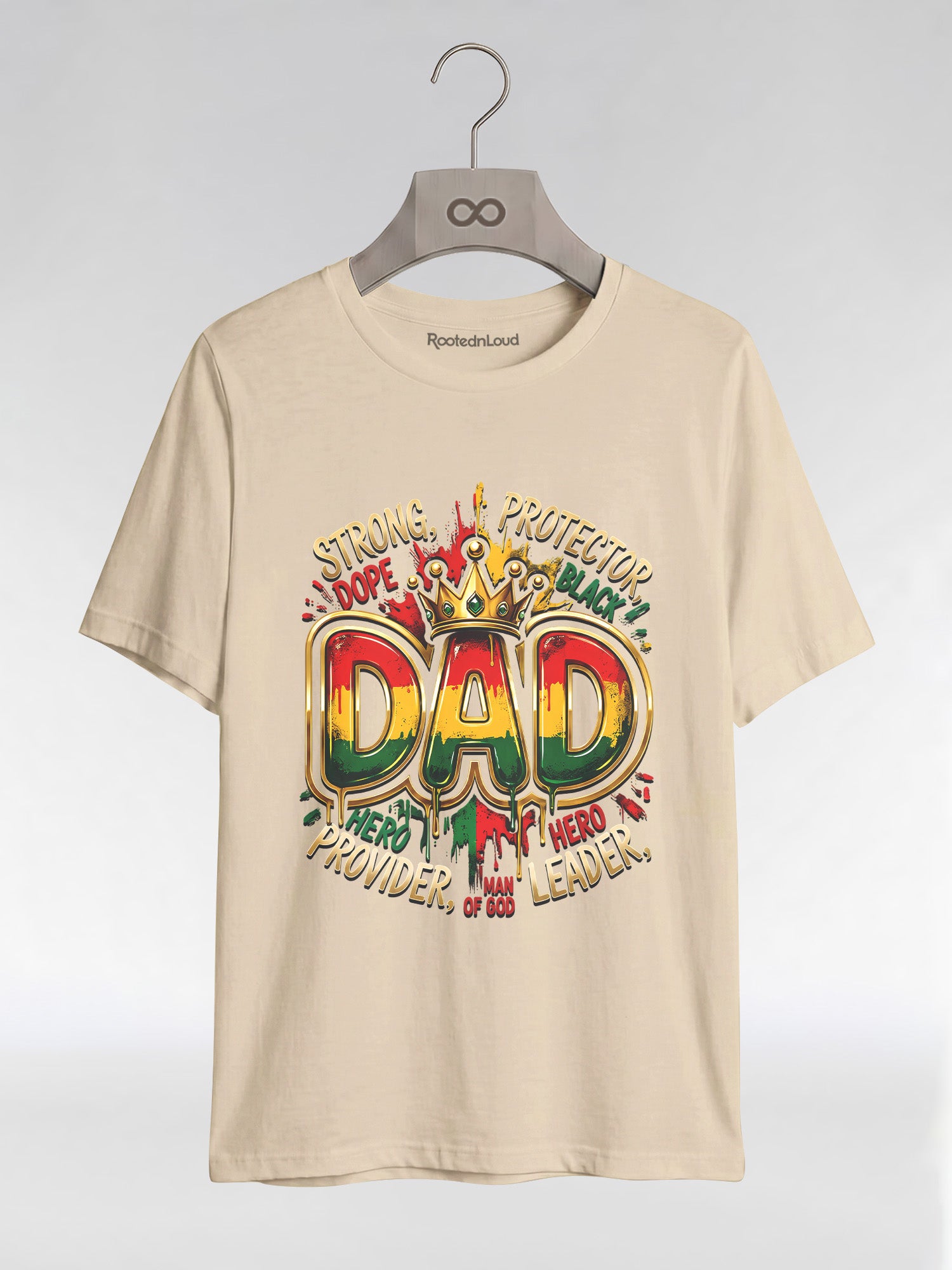 Black Dad Strong Protector Leader Crown Graphic T-Shirt - RootednLoud