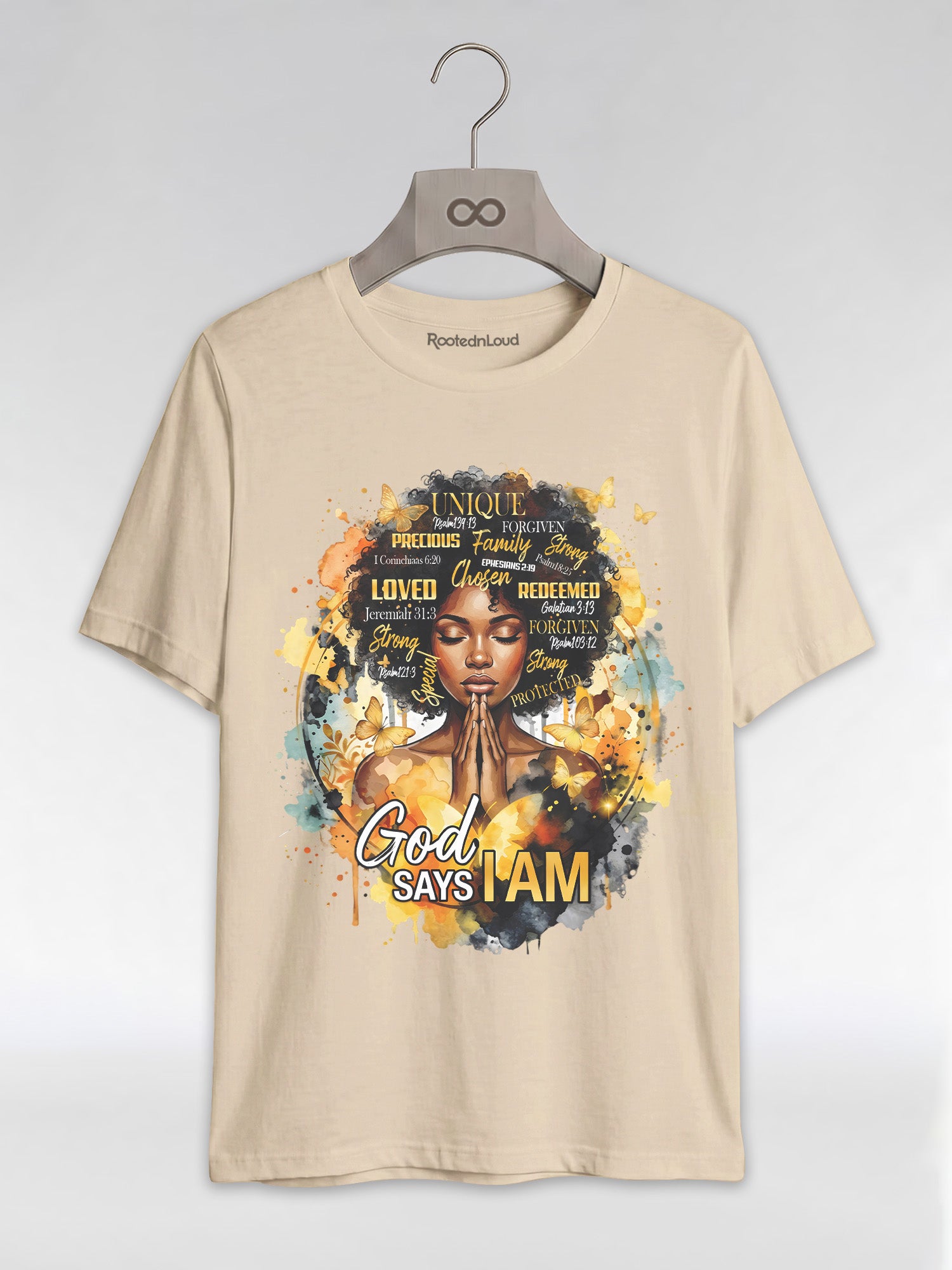 God Says I Am: Black Queen Christian Affirmations Graphic T-Shirt - RootednLoud
