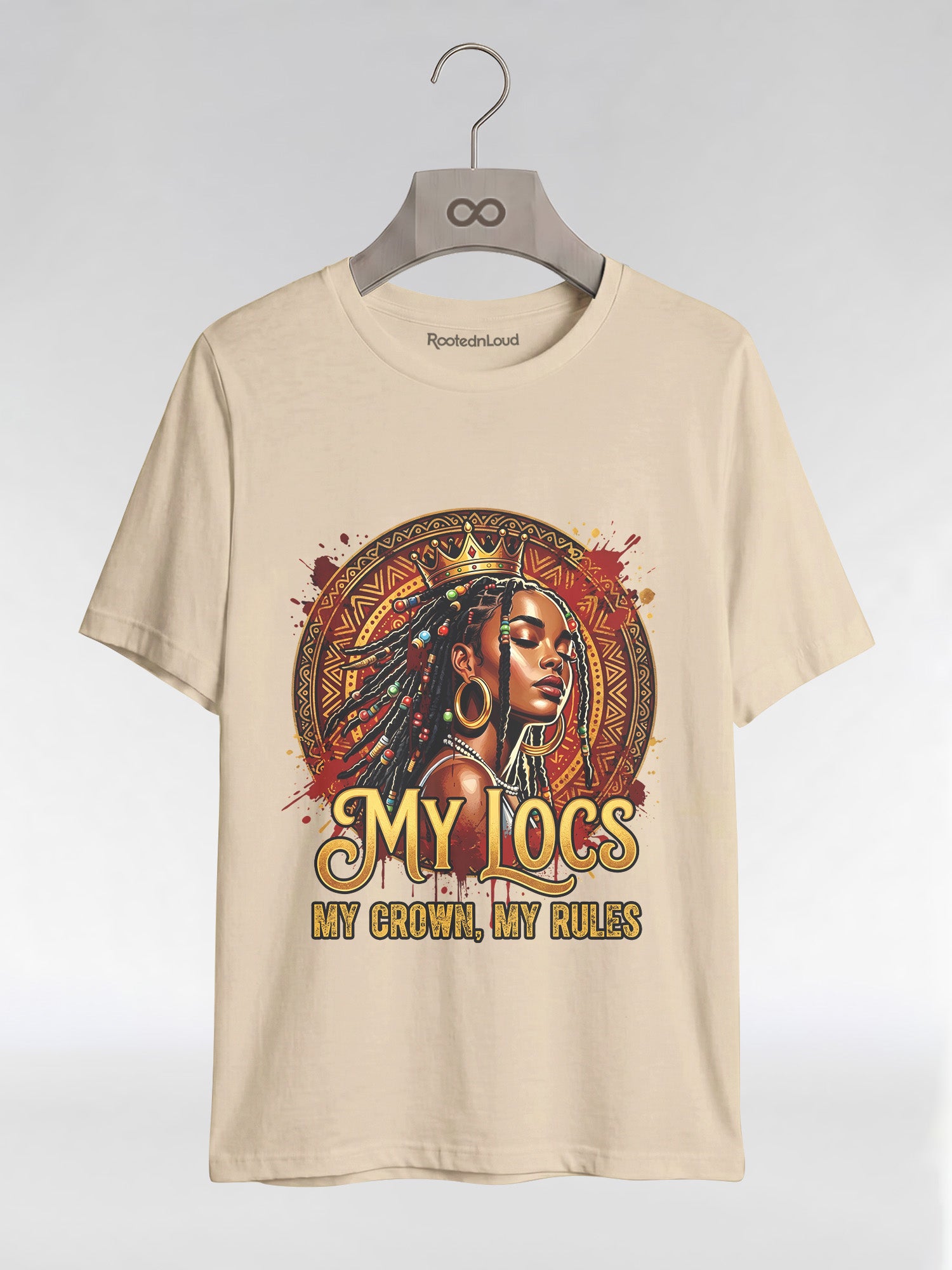 My Locs My Crown: Regal Black Queen Graphic T-Shirt - RootednLoud