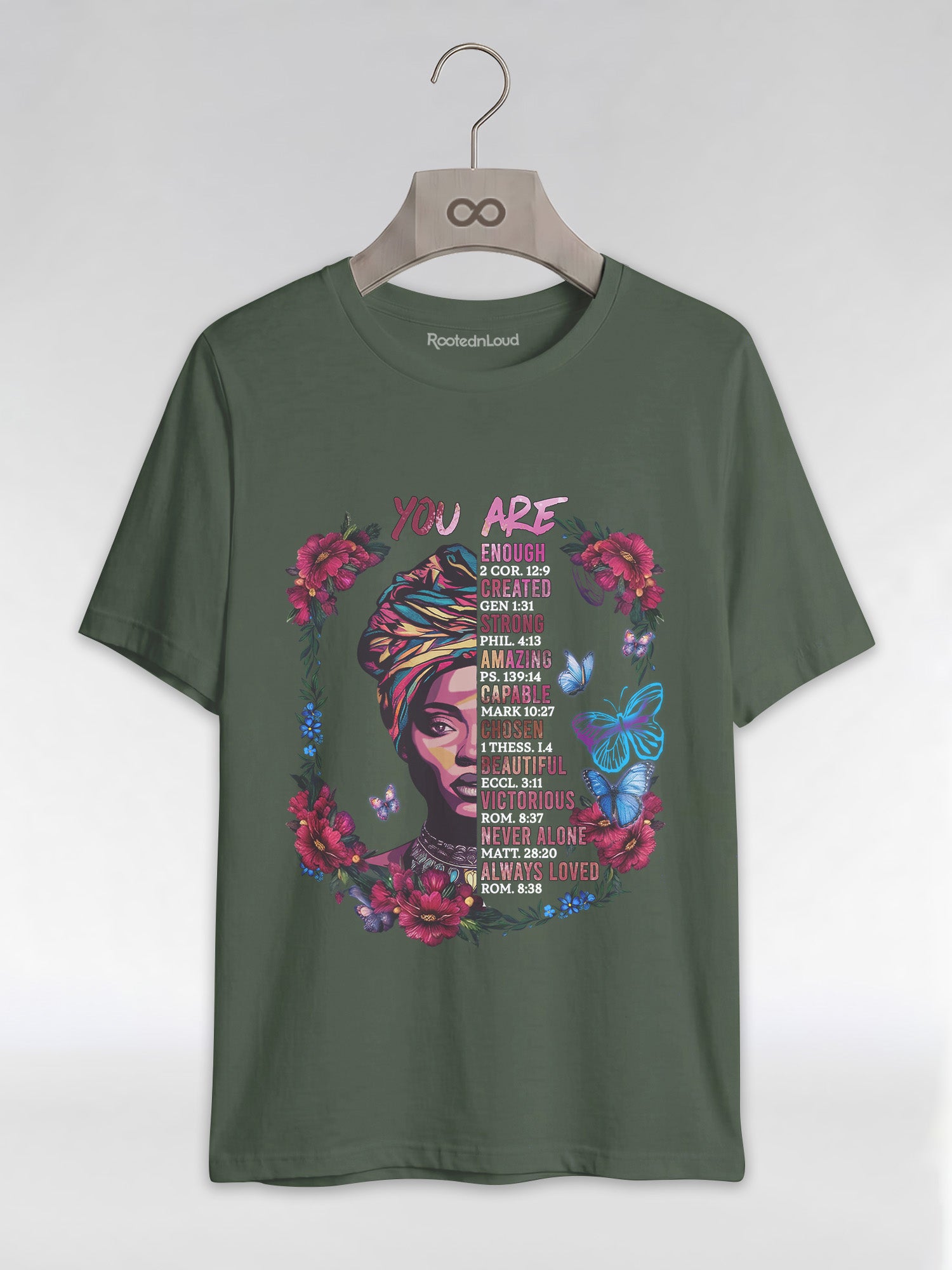 You Are Enough: Black Woman Christian Affirmations Graphic T-Shirt - RootednLoud
