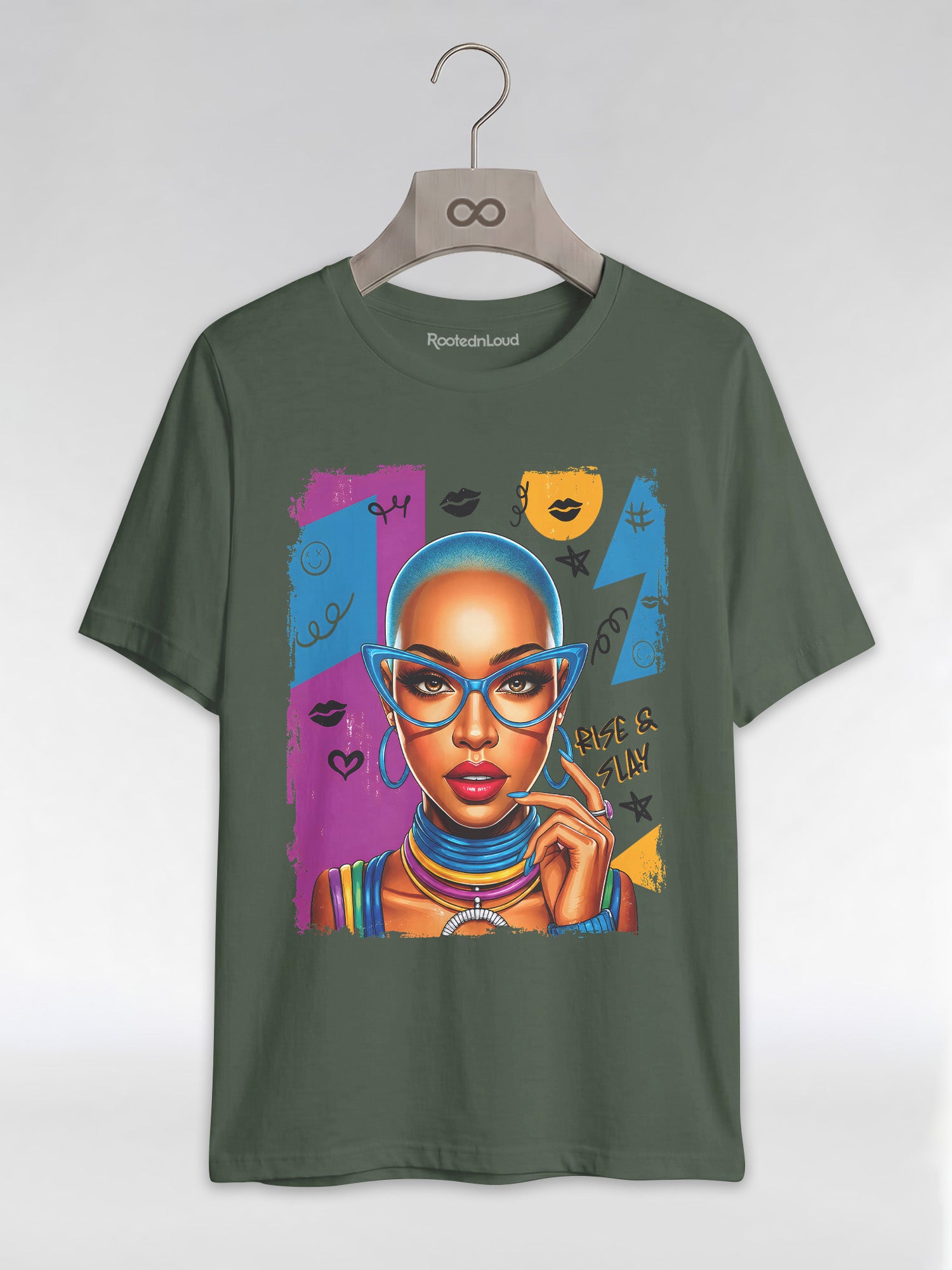 Rise & Slay: 90s Retro Pop Art Black Queen Graphic T-Shirt - RootednLoud