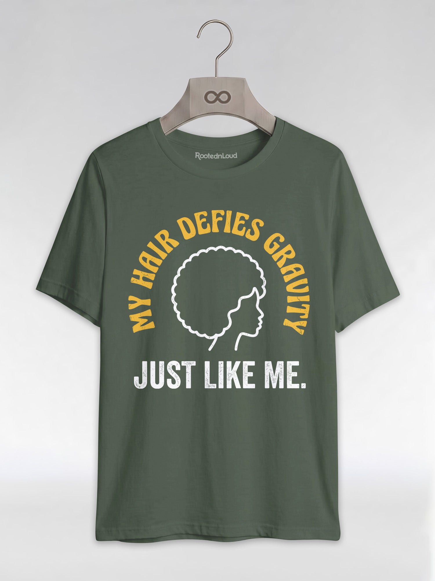 My Hair Defies Gravity Just Like Me: Black Girl Magic Afro Graphic T-Shirt - RootednLoud