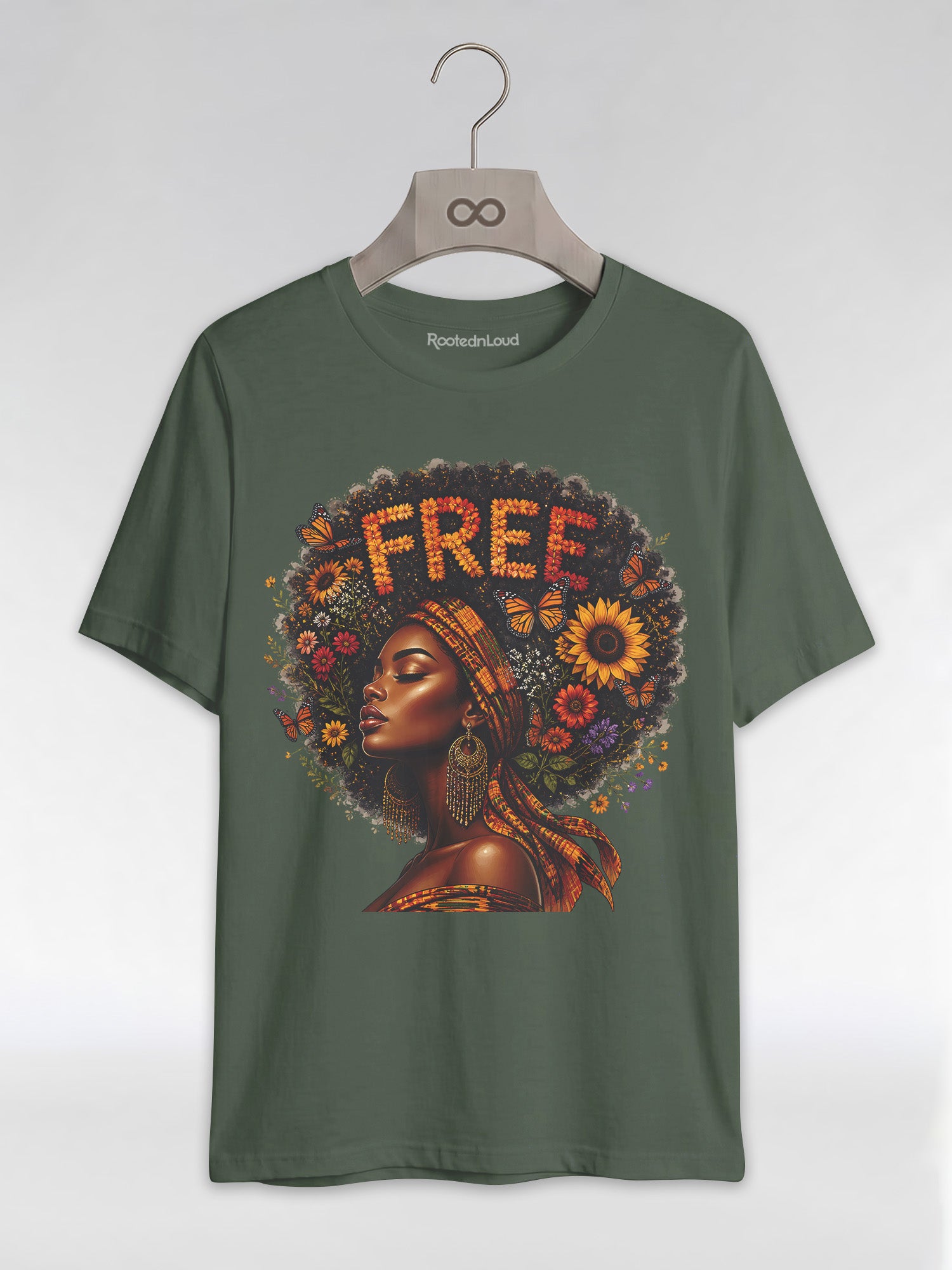 Free Floral Afro: Melanin Queen Empowerment Graphic T-Shirt - RootednLoud
