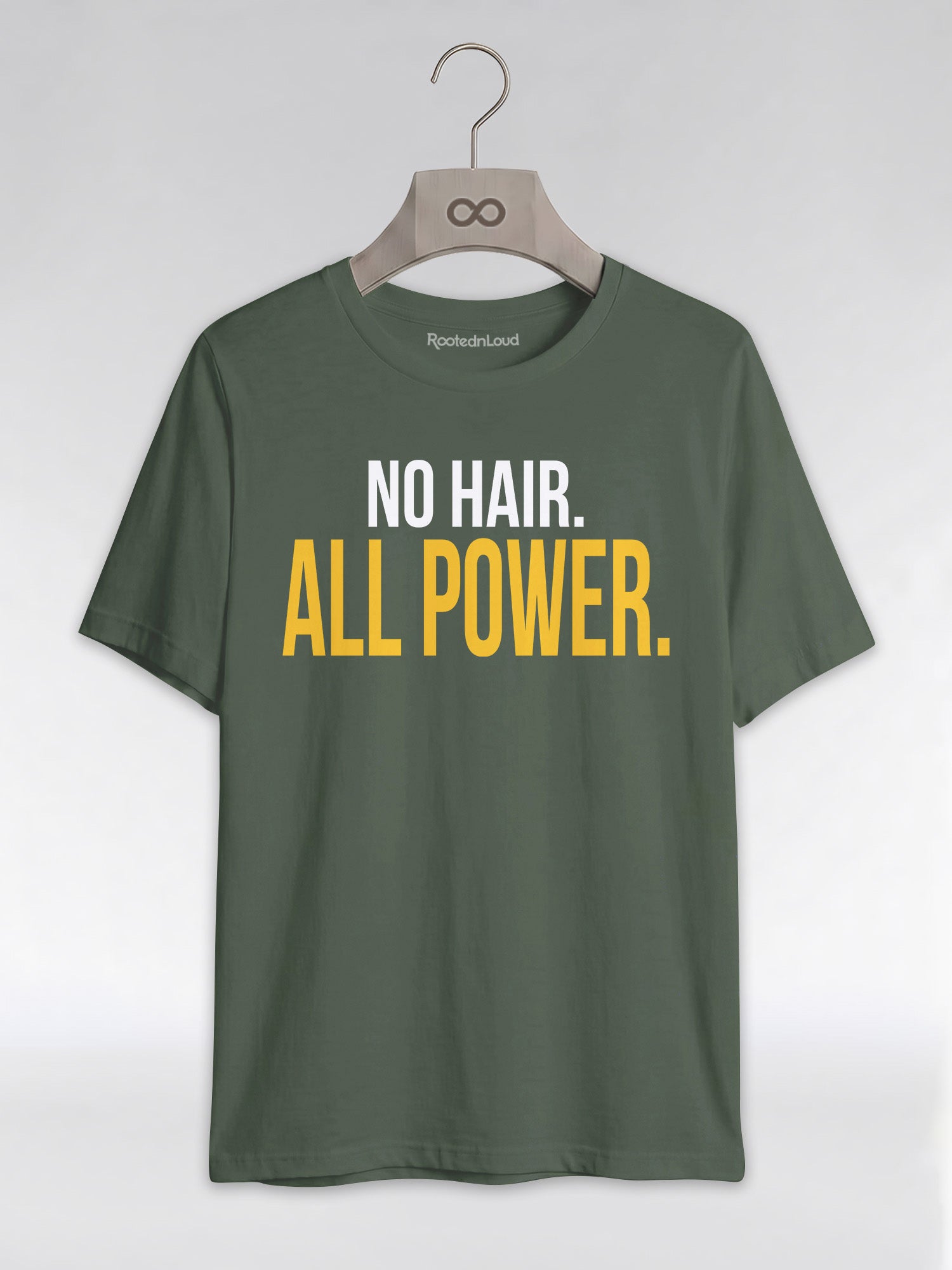 No Hair All Power T-Shirt: Bald Pride Empowerment Graphic T-Shirt - RootednLoud