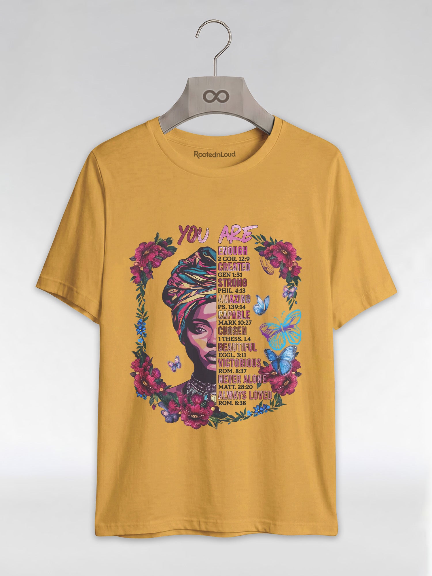 You Are Enough: Black Woman Christian Affirmations Graphic T-Shirt - RootednLoud