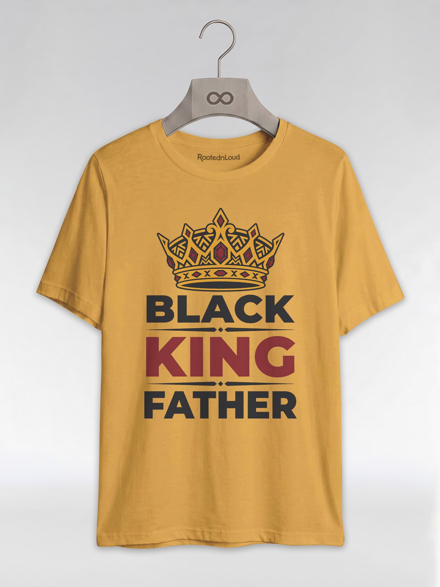 Black King Father Crown: Proud Dad Empowerment Graphic T-Shirt - RootednLoud
