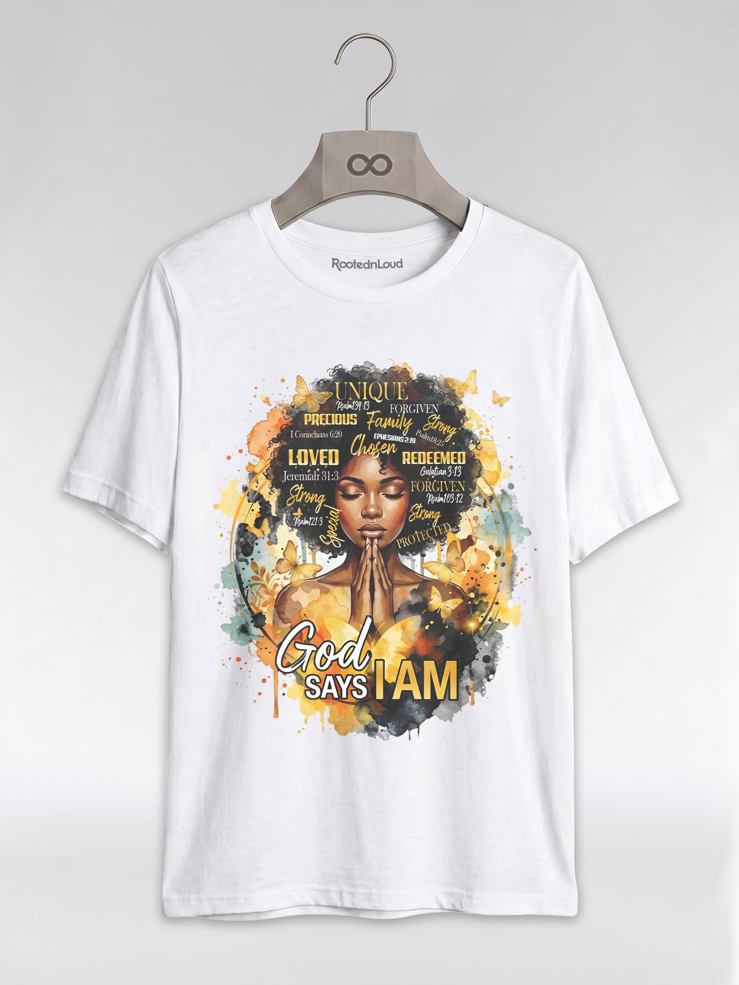 God Says I Am: Black Queen Christian Affirmations Graphic T-Shirt - RootednLoud