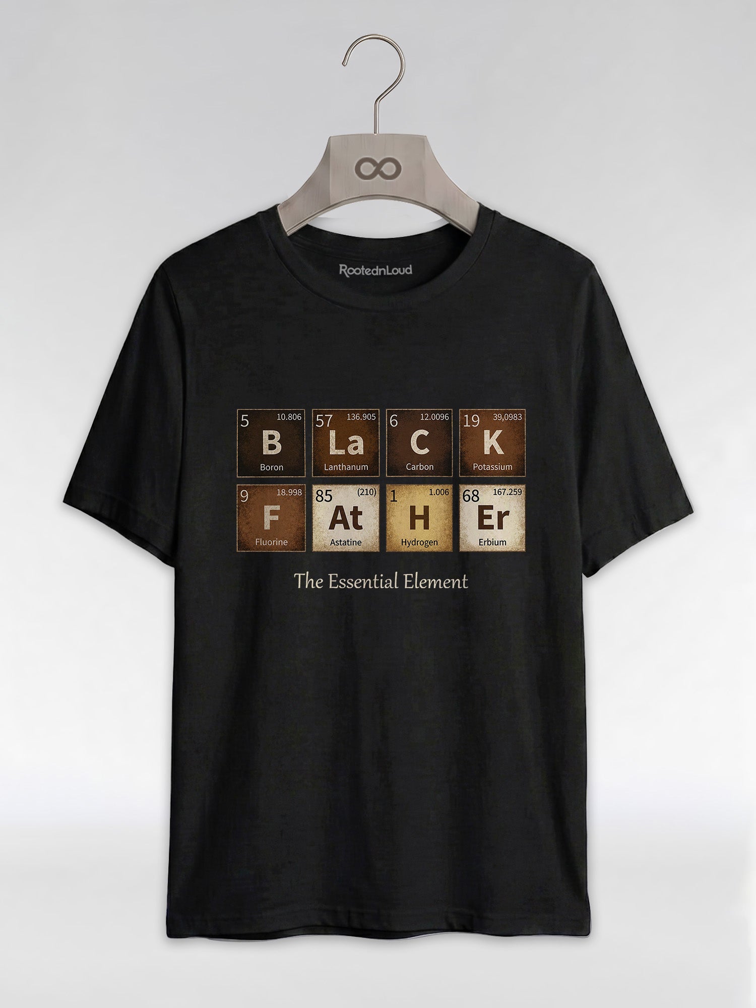 Black Father: The Essential Element Periodic Table Graphic T-Shirt - RootednLoud