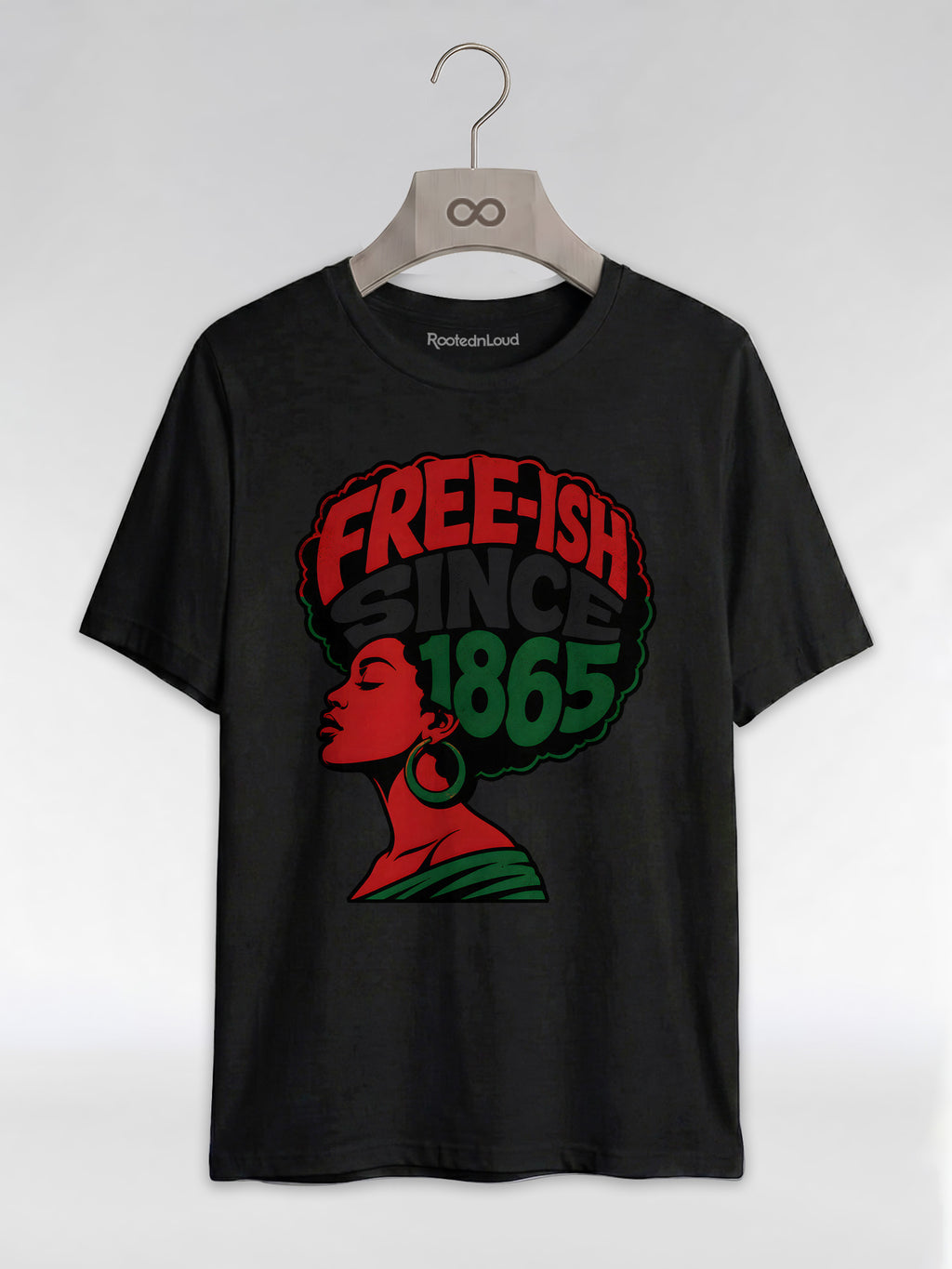 Free-ish Since 1865: Juneteenth Afro Silhouette Graphic T-Shirt - RootednLoud