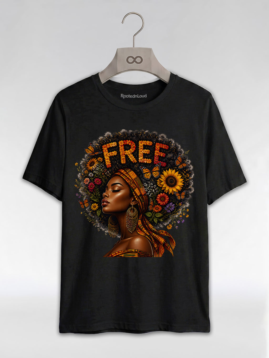Free Floral Afro: Melanin Queen Empowerment Graphic T-Shirt - RootednLoud