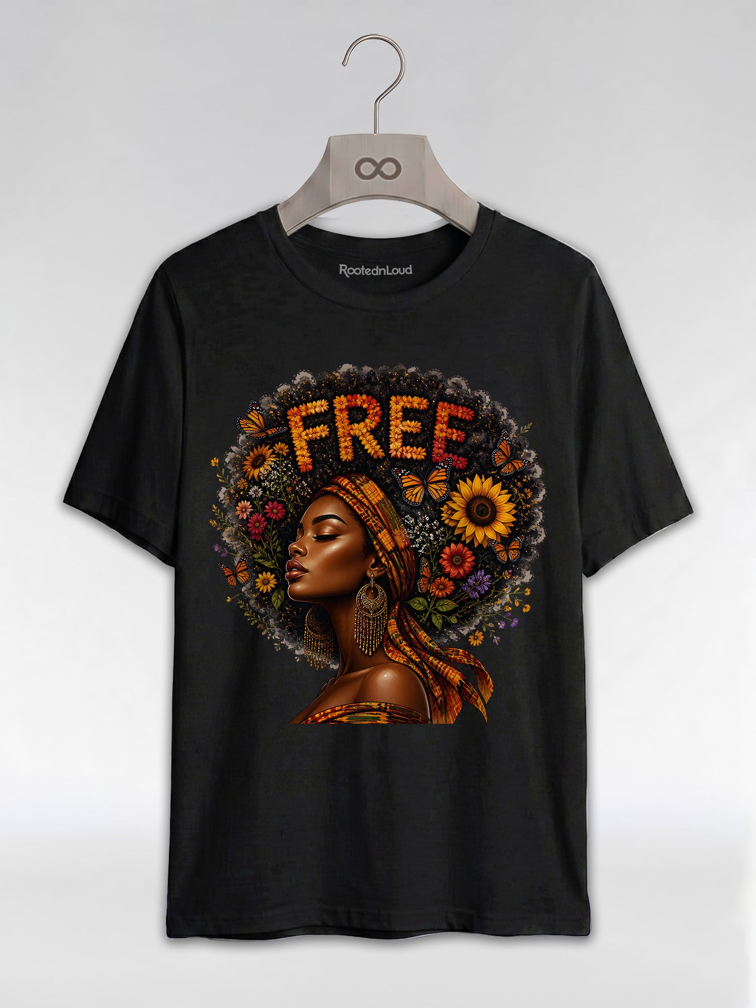 Free Floral Afro: Melanin Queen Empowerment Graphic T-Shirt - RootednLoud